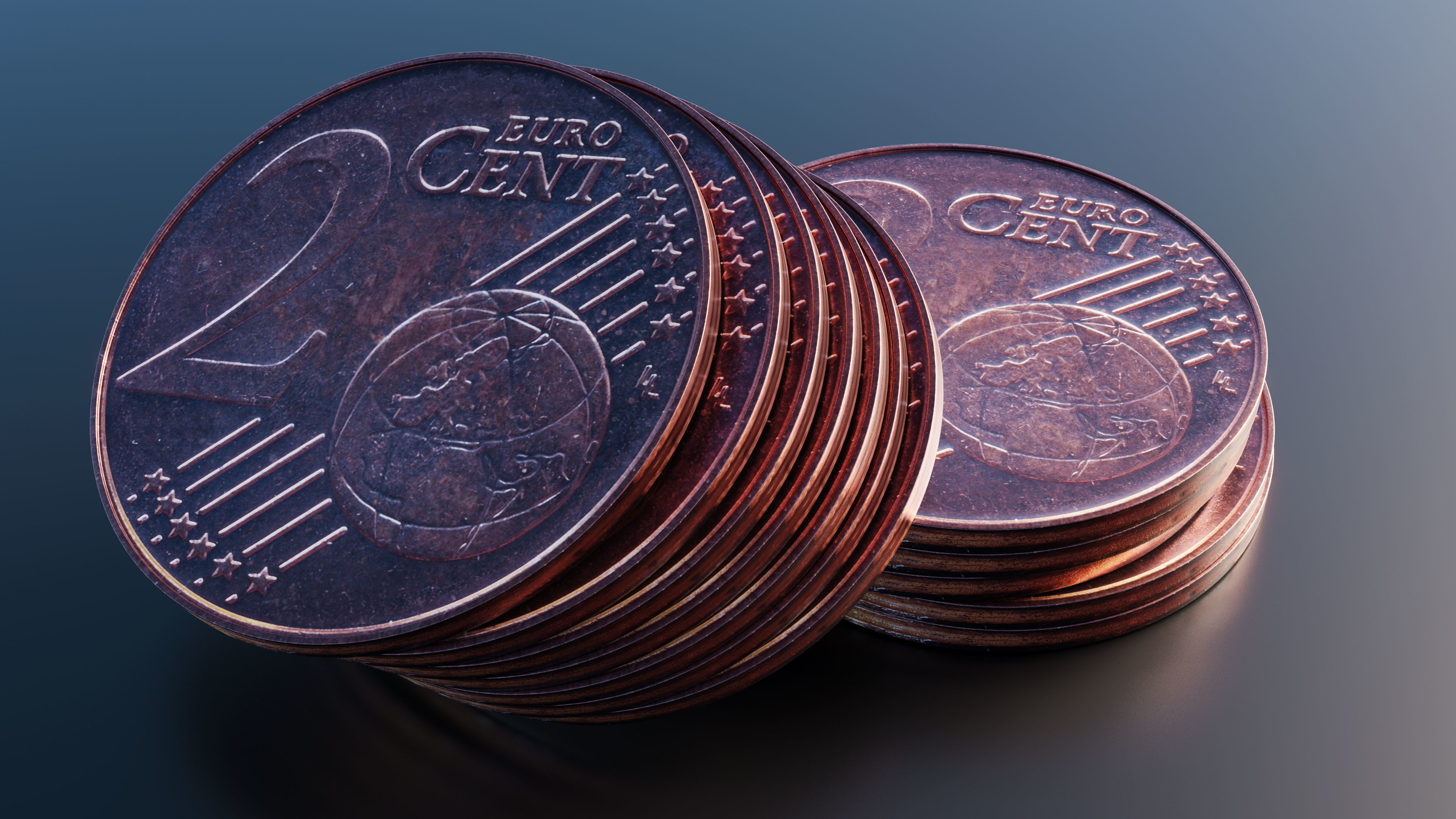 Euro cent coin Low-poly 3D model_7