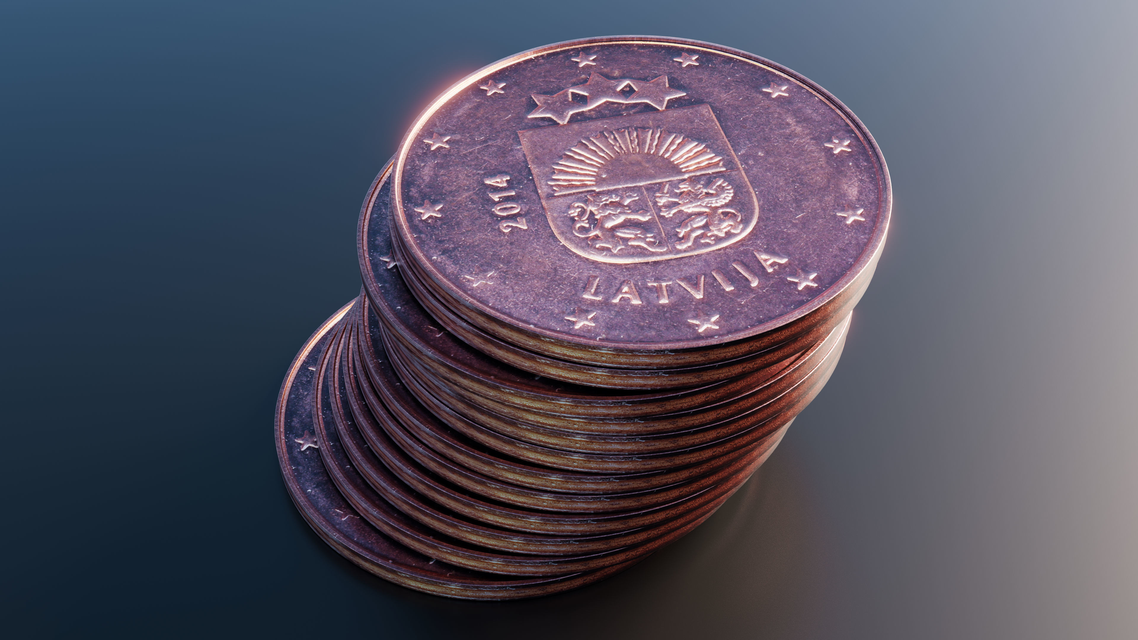 Euro cent coin Low-poly 3D model_4