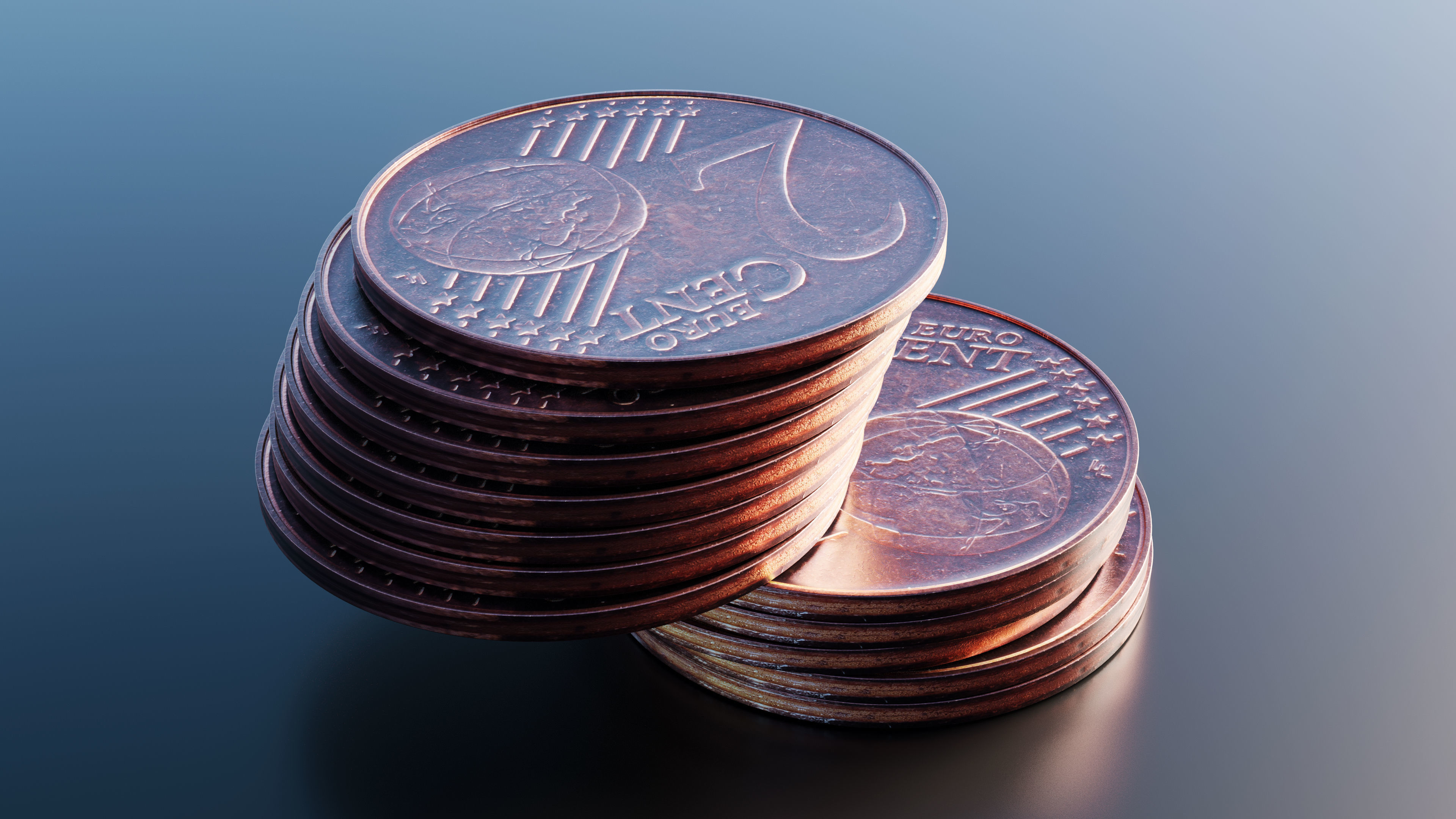 Euro cent coin Low-poly 3D model_6