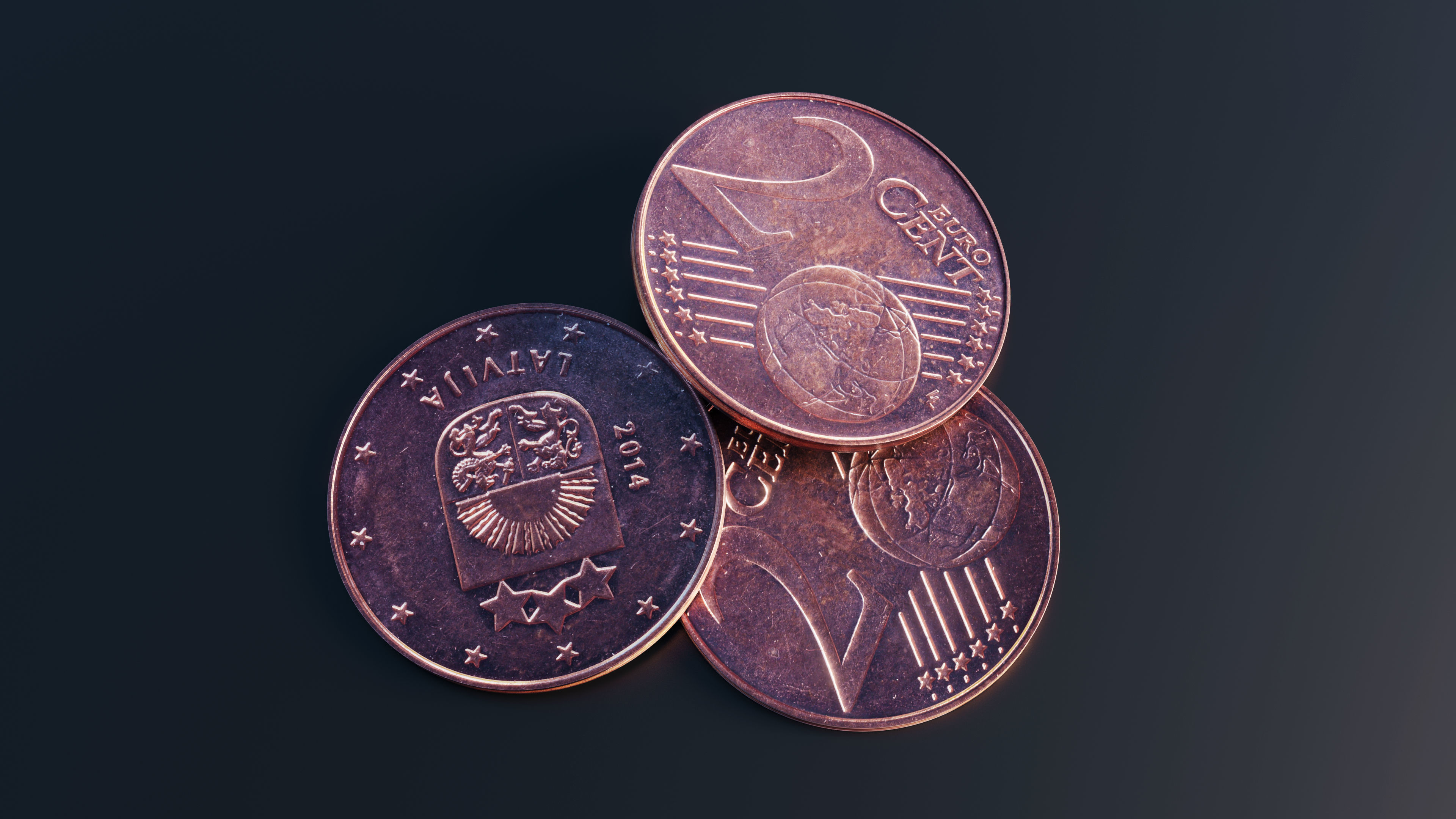 Euro cent coin Low-poly 3D model_9