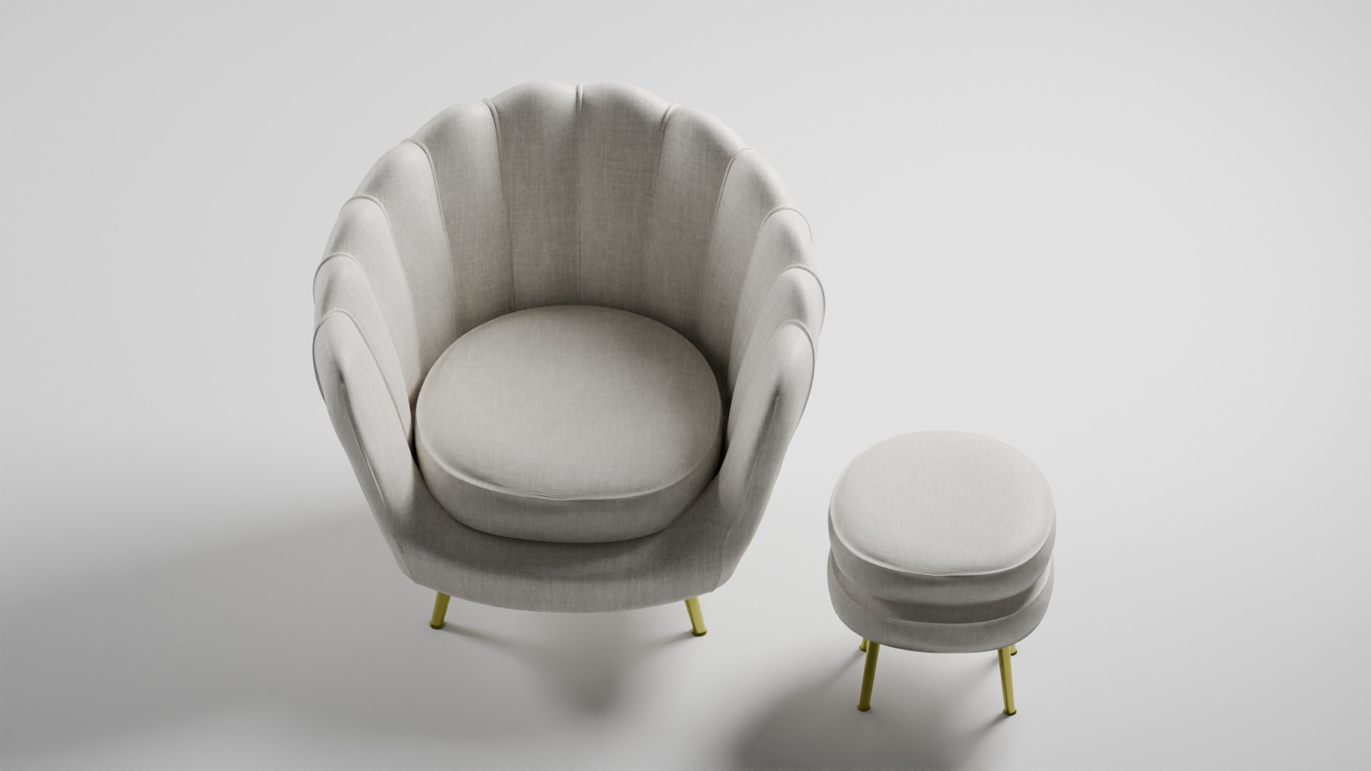 Sofa and Ottoman 3D model_2