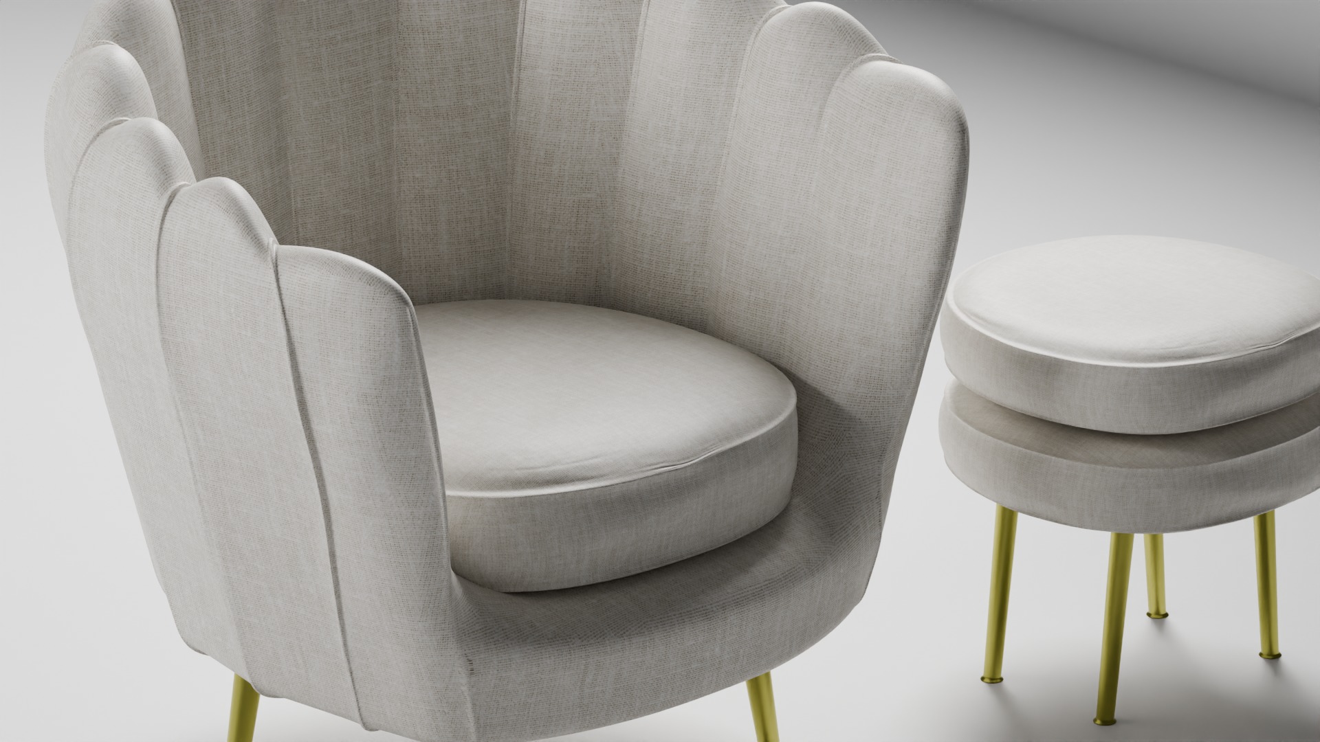 Sofa and Ottoman 3D model_4