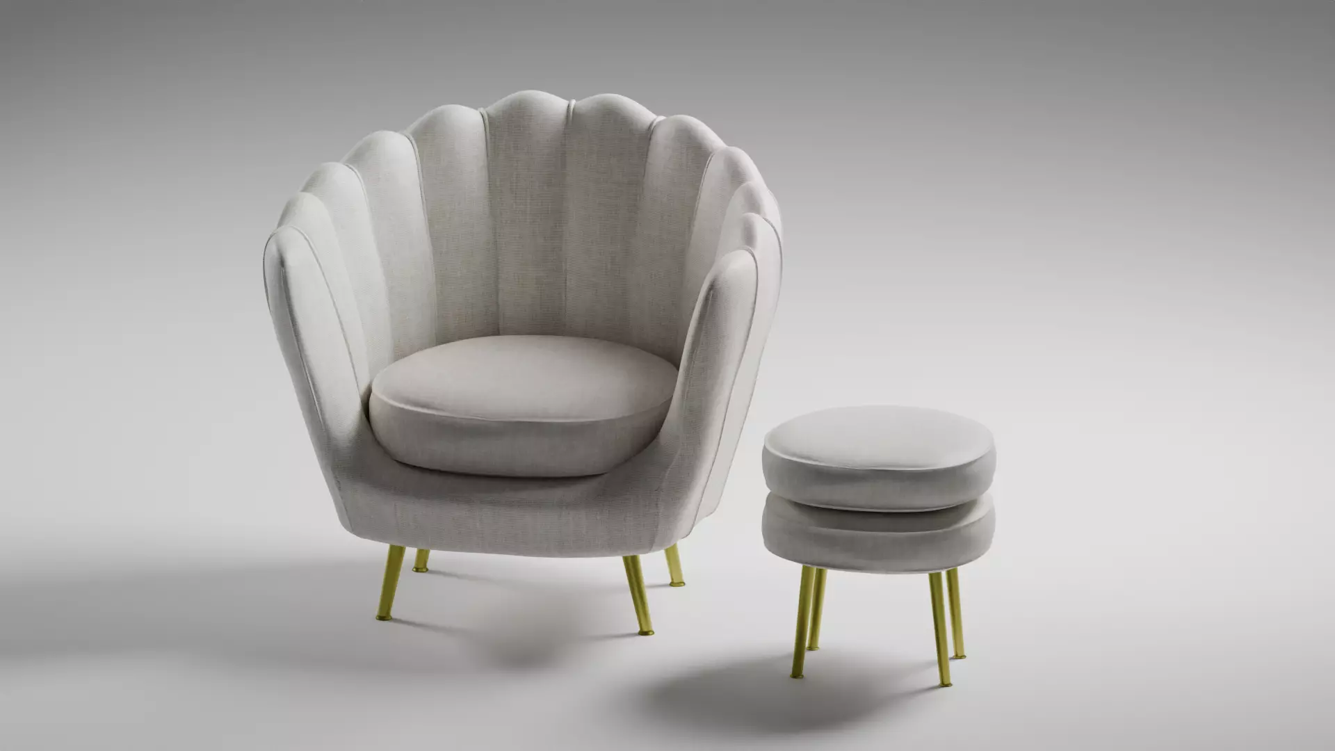 Sofa and Ottoman 3D model_0