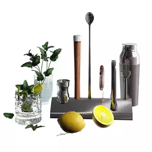 Williams Sonoma Signature Bar Tool Set Stand and Cocktail Shaker