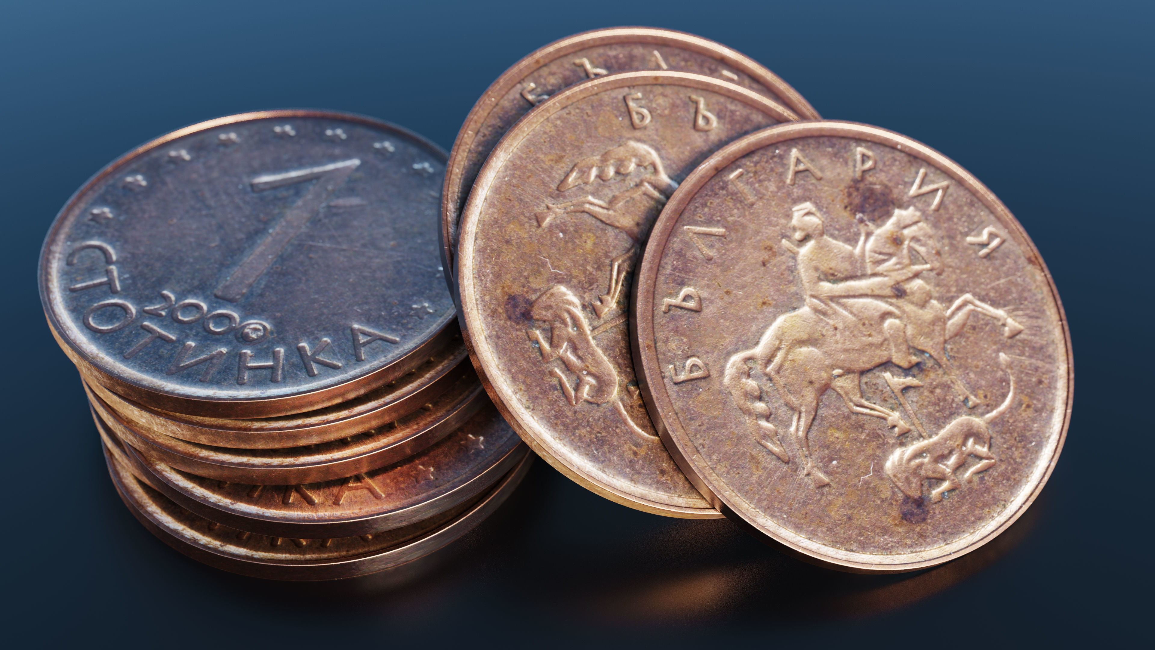 Coin Bulgarian Lev Low-poly 3D model_1