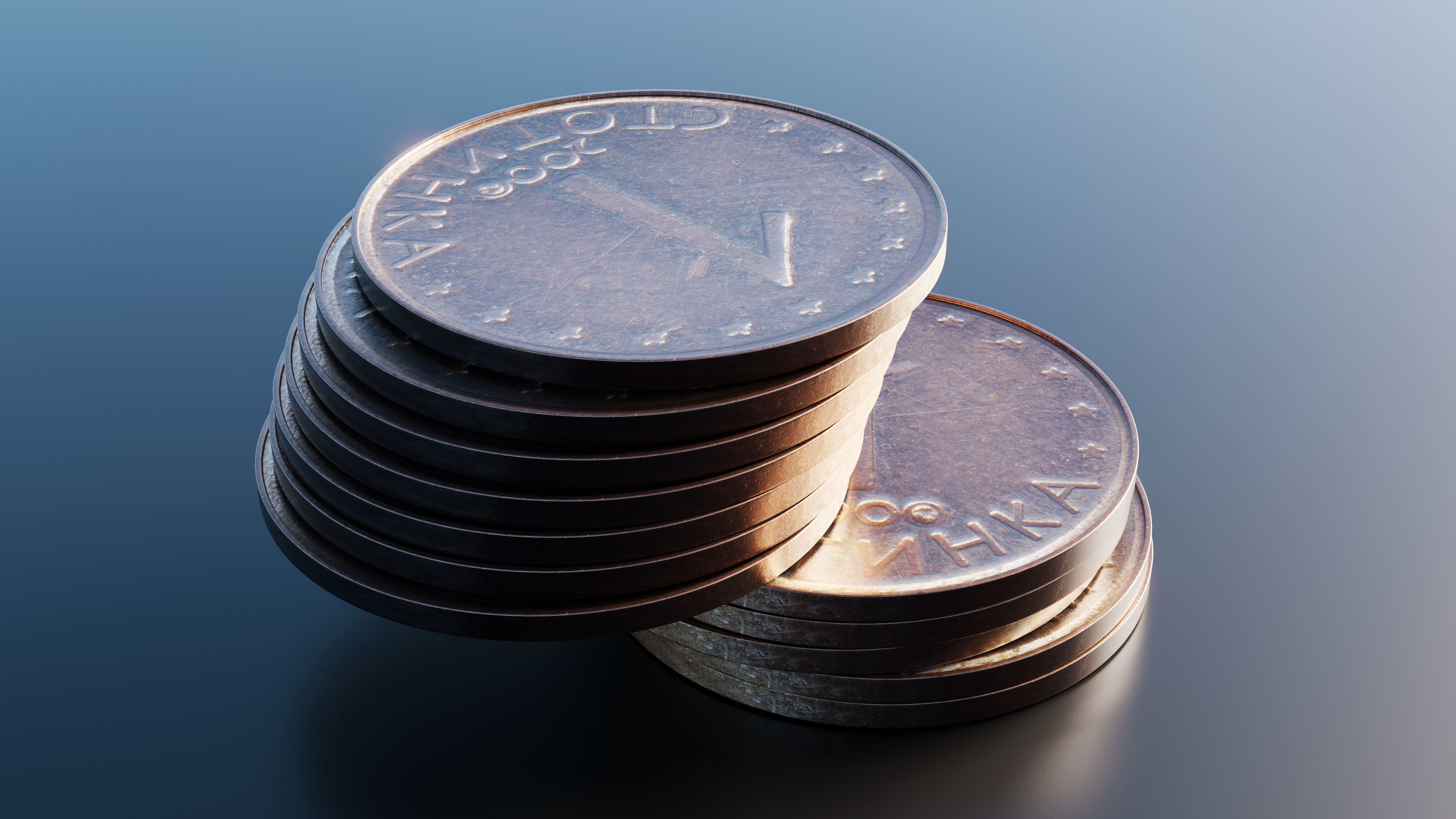 Coin Bulgarian Lev Low-poly 3D model_6