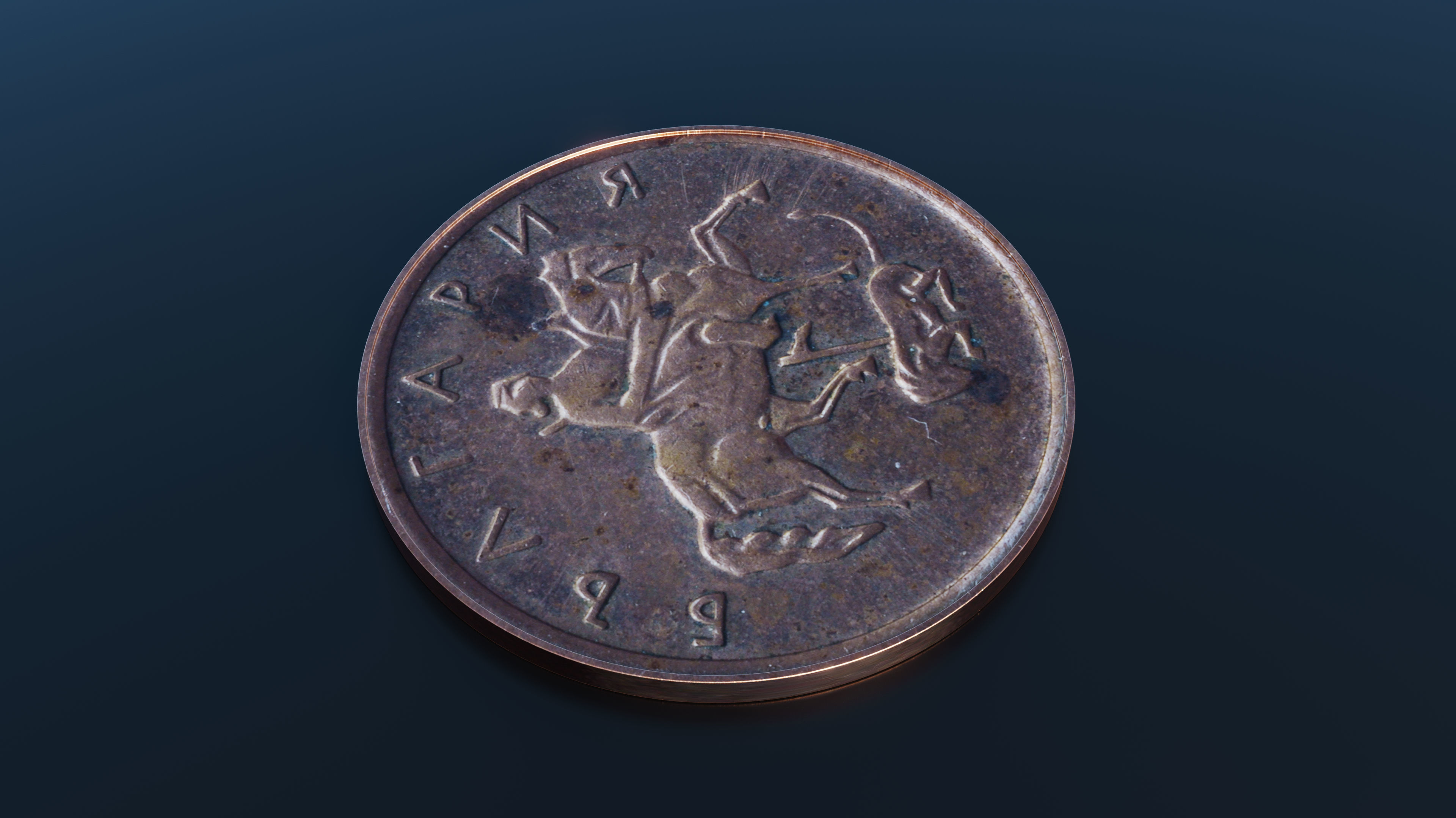 Coin Bulgarian Lev Low-poly 3D model_3