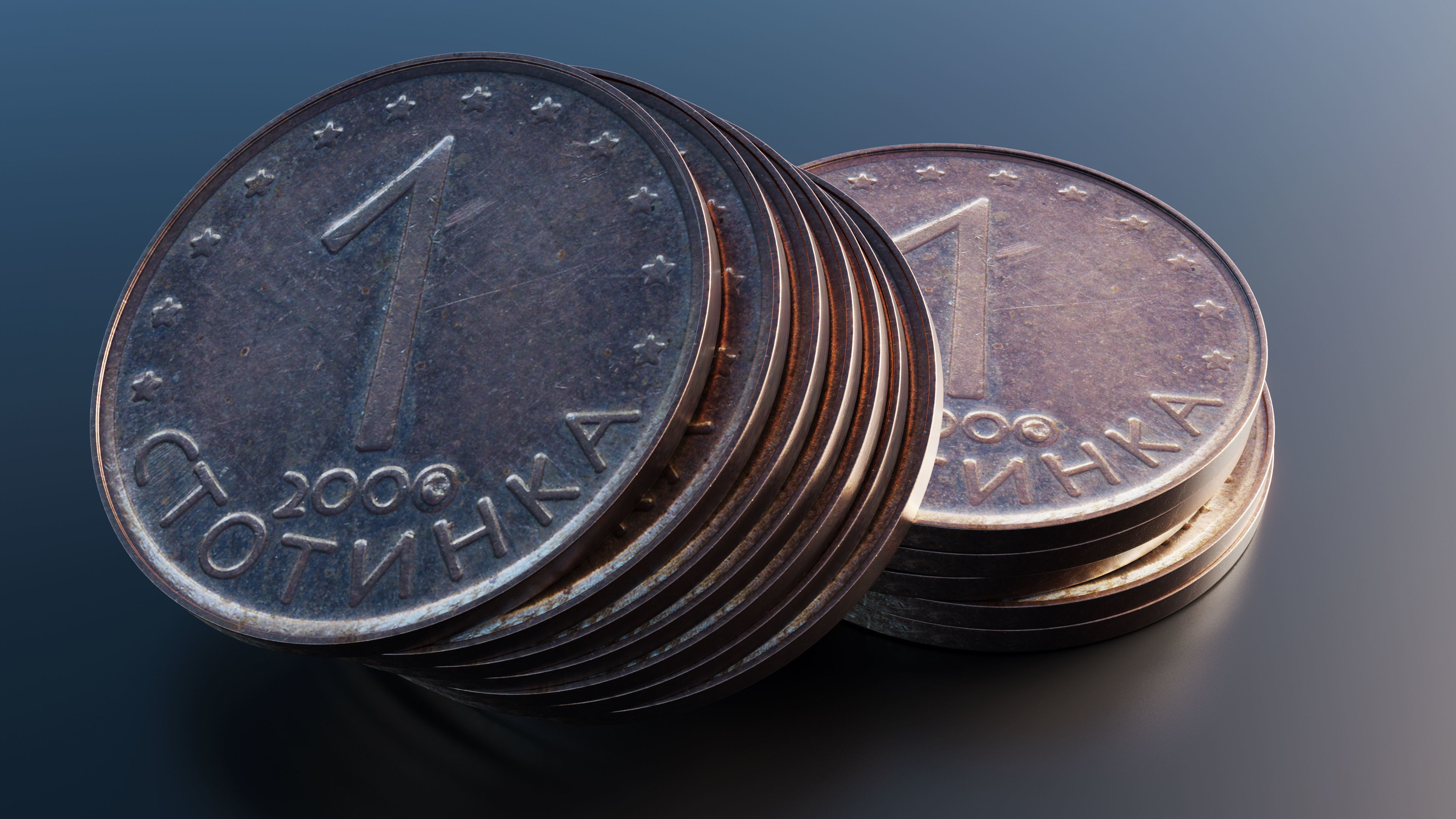 Coin Bulgarian Lev Low-poly 3D model_7