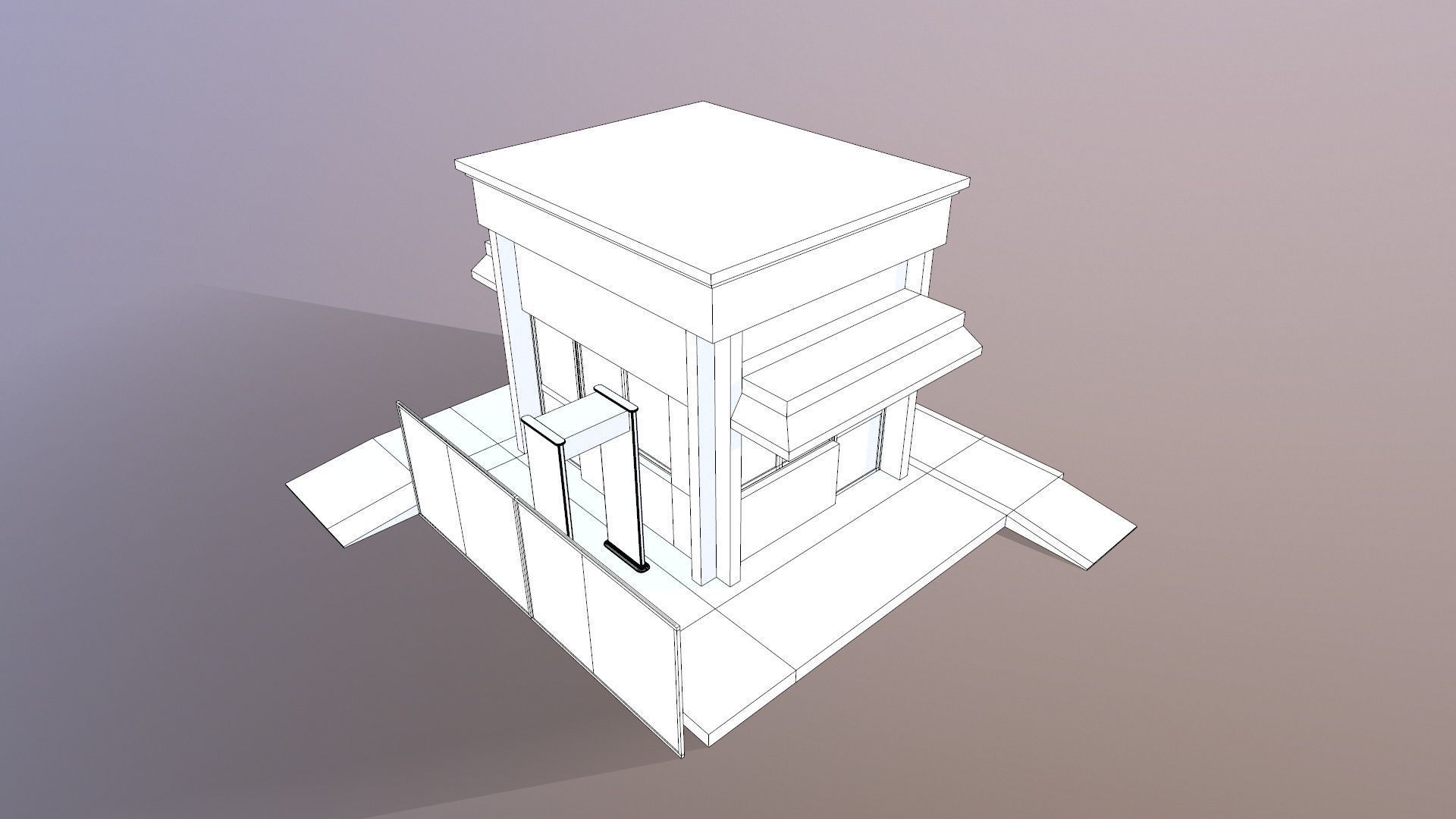 Security Room Low-poly 3D model_10