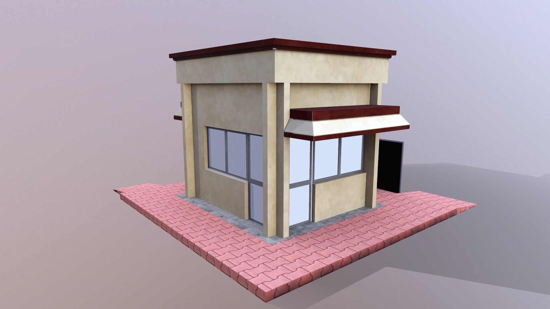 Security Room Low-poly 3D model_6