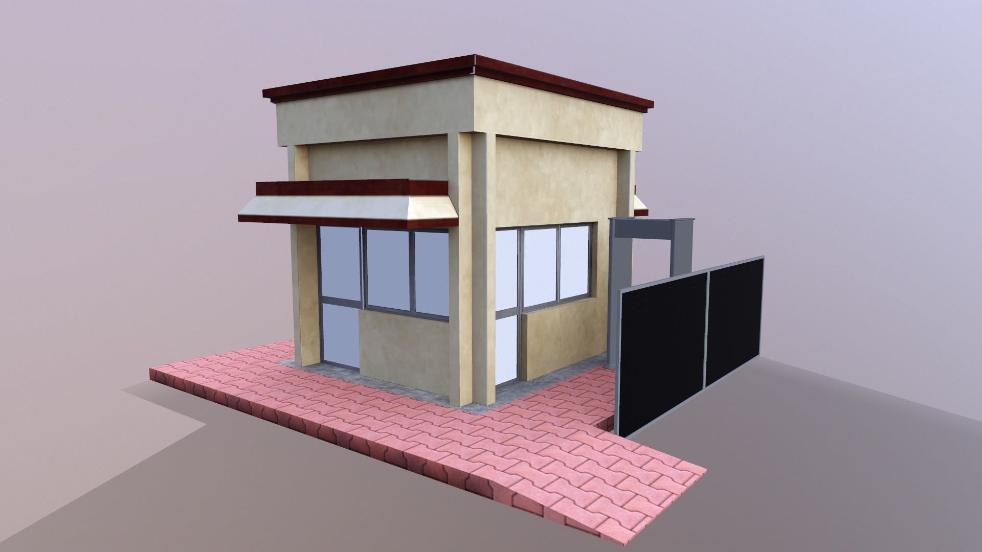 Security Room Low-poly 3D model_5