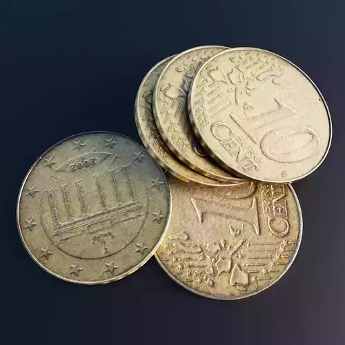 Euro cent coin Low-poly 3D model