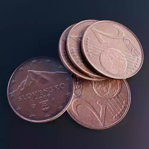 Euro cent coin Low-poly 3D model