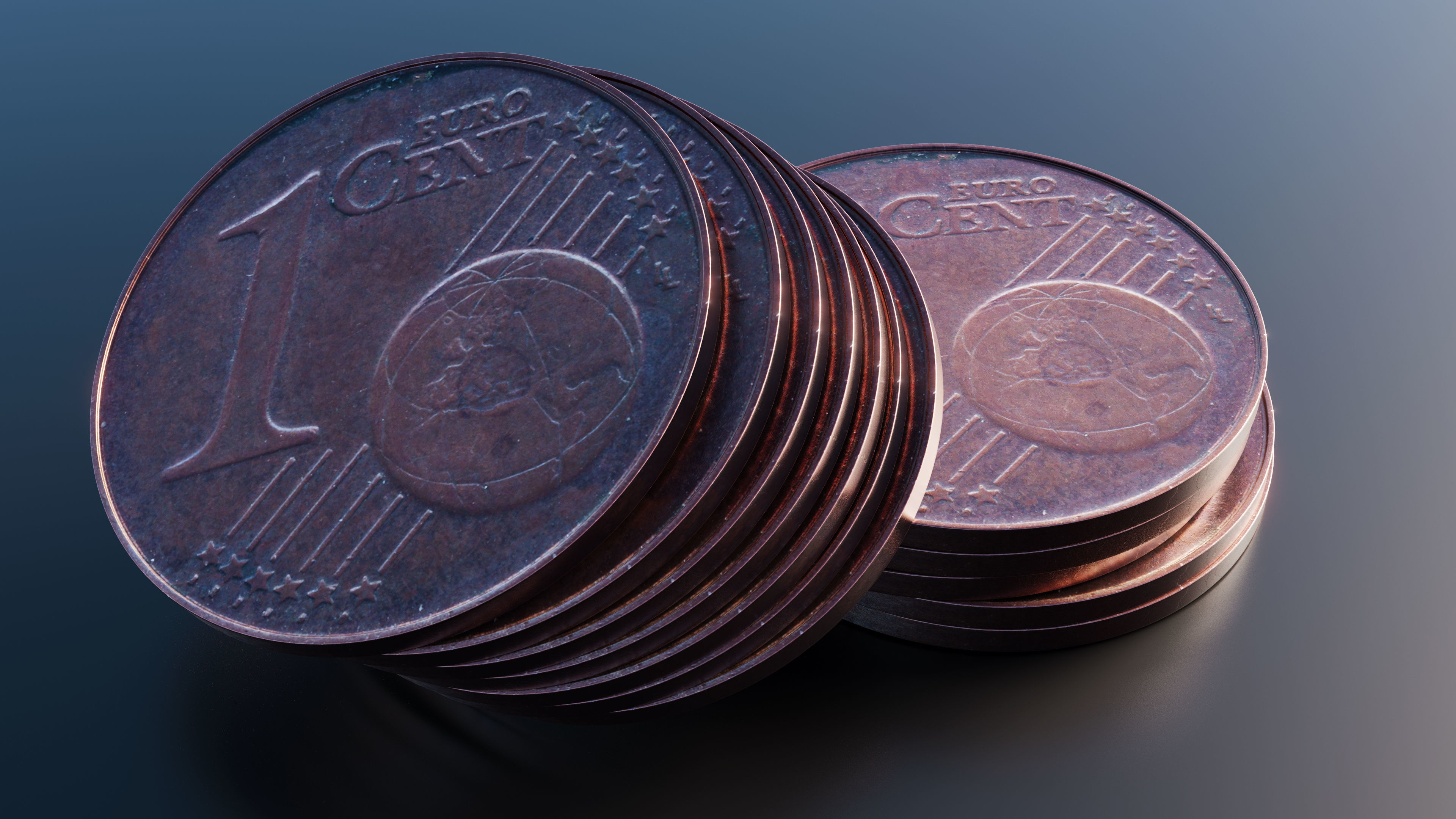 Euro cent coin Low-poly 3D model_7