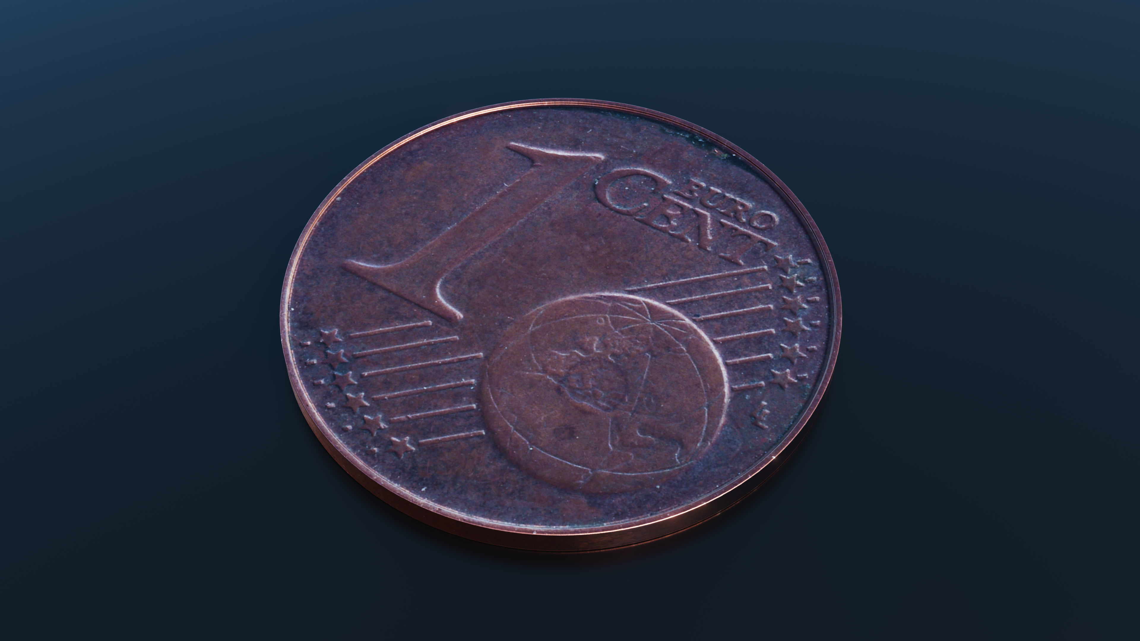 Euro cent coin Low-poly 3D model_2