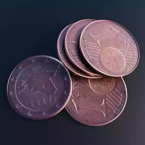 Euro cent coin Low-poly 3D model