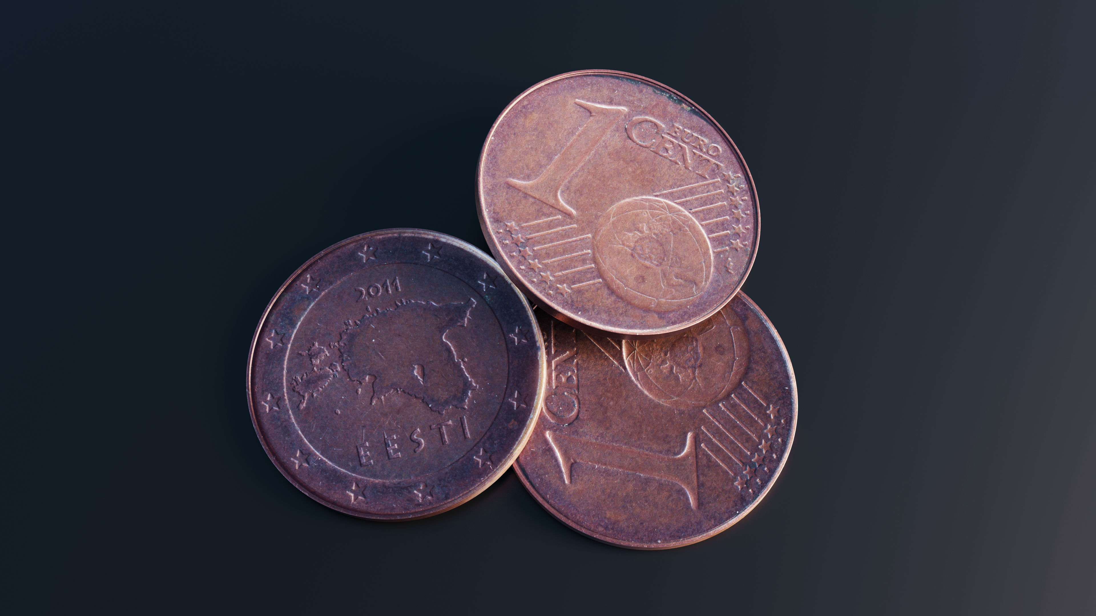 Euro cent coin Low-poly 3D model_9