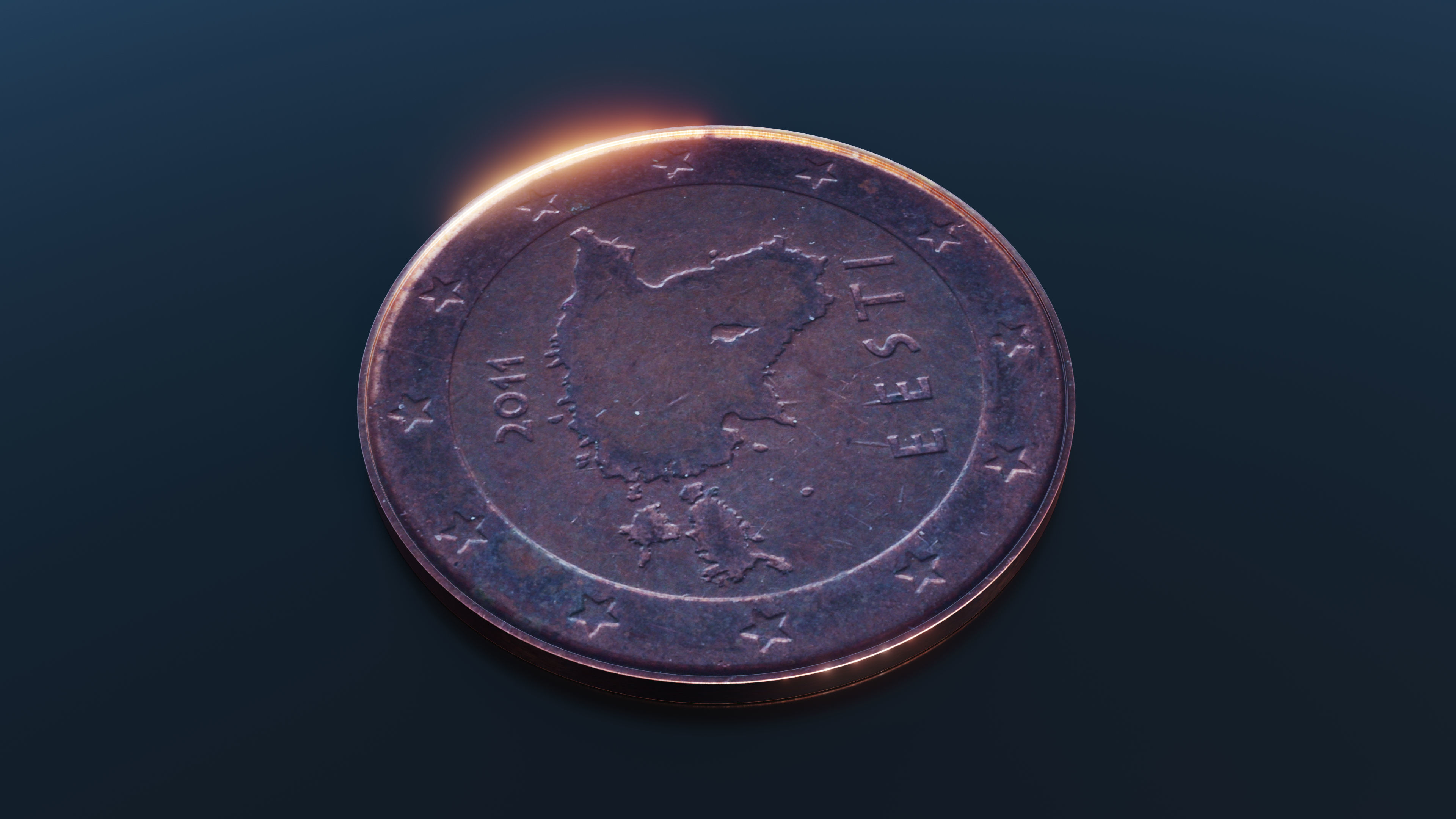 Euro cent coin Low-poly 3D model_3