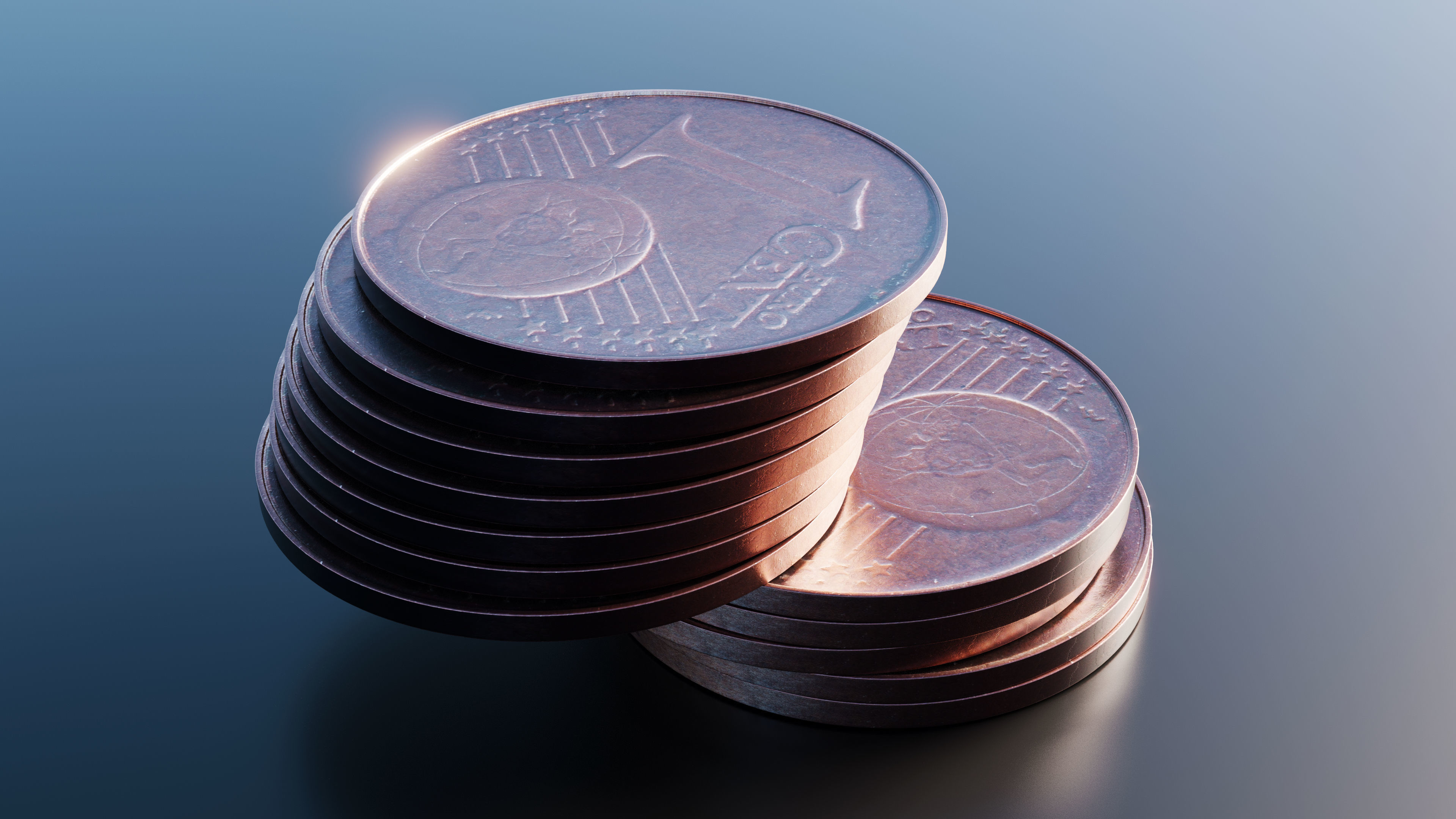 Euro cent coin Low-poly 3D model_6