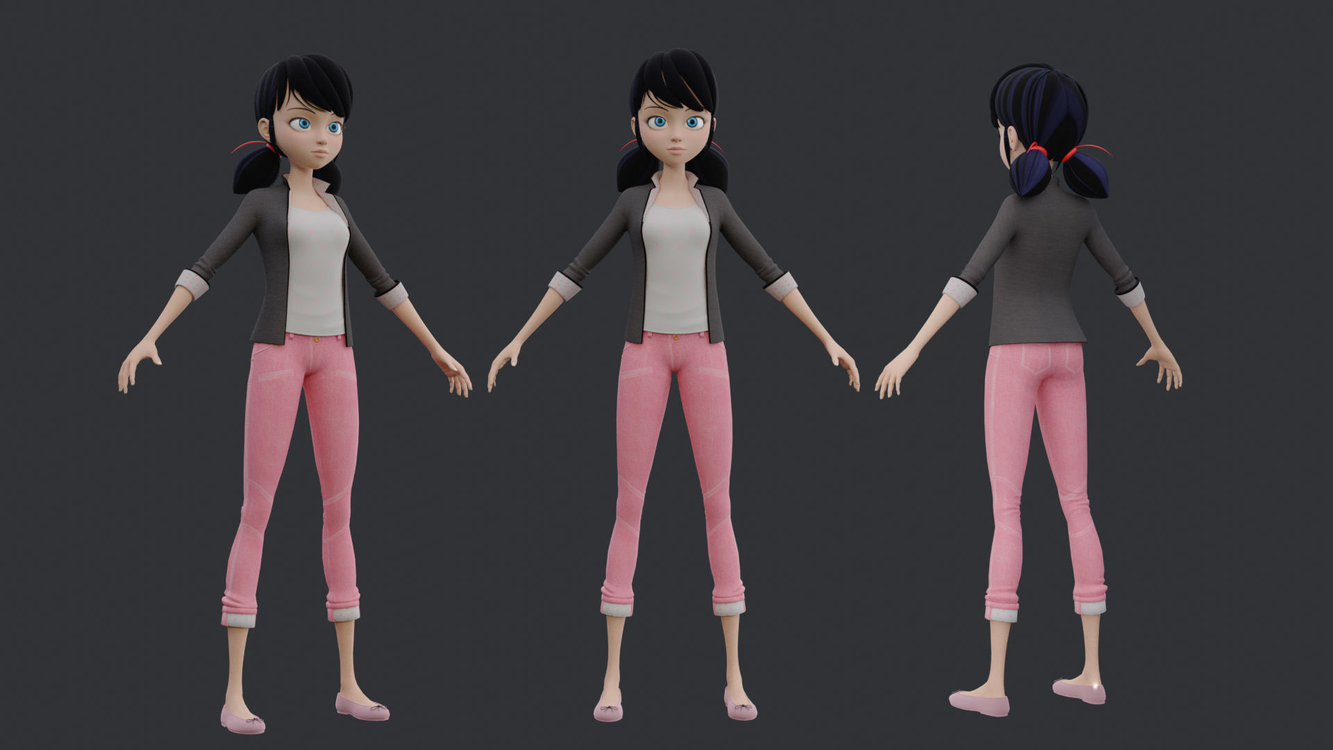 Marinette  3D Model Rigged Textured Low-poly 3D model_2