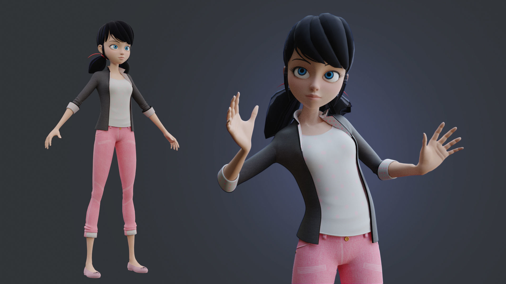 Marinette  3D Model Rigged Textured Low-poly 3D model_4