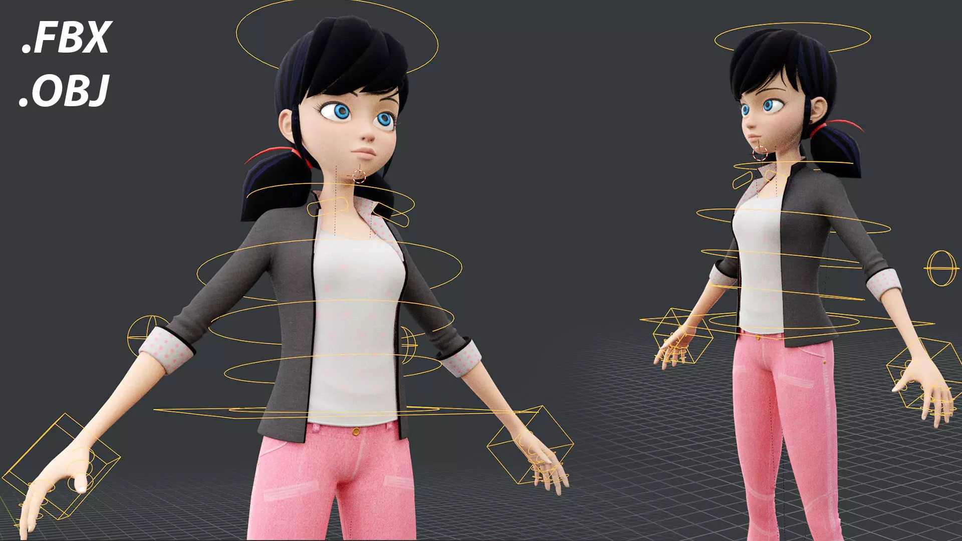 Marinette  3D Model Rigged Textured Low-poly 3D model_0