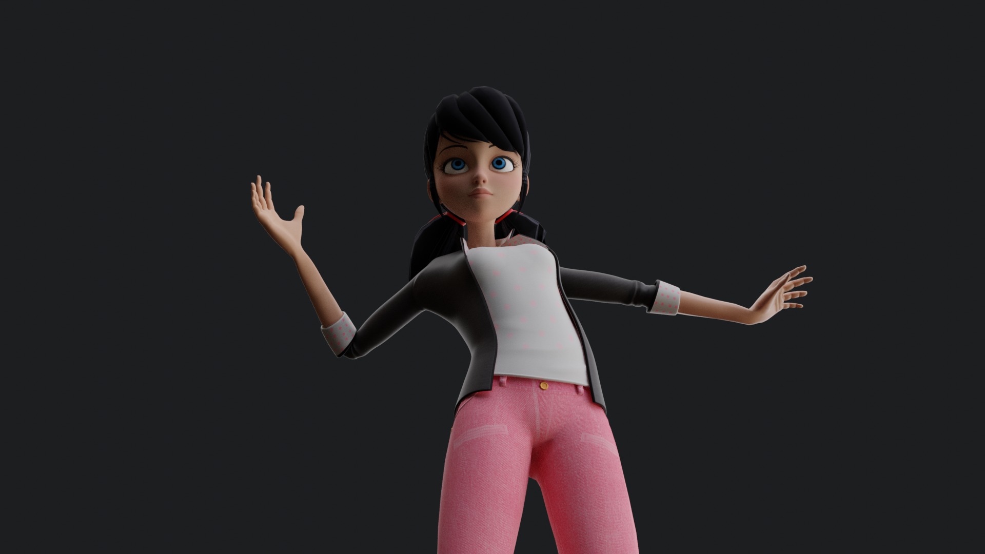 Marinette  3D Model Rigged Textured Low-poly 3D model_7