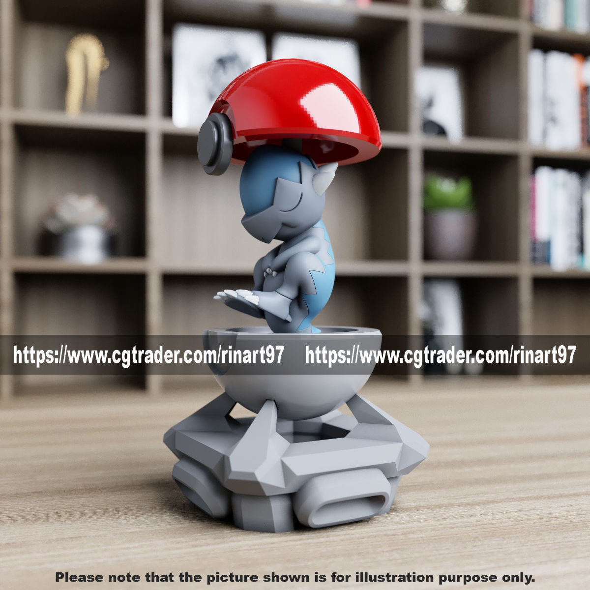 cranidos in the pokeball from Pokemon 3D print model_7