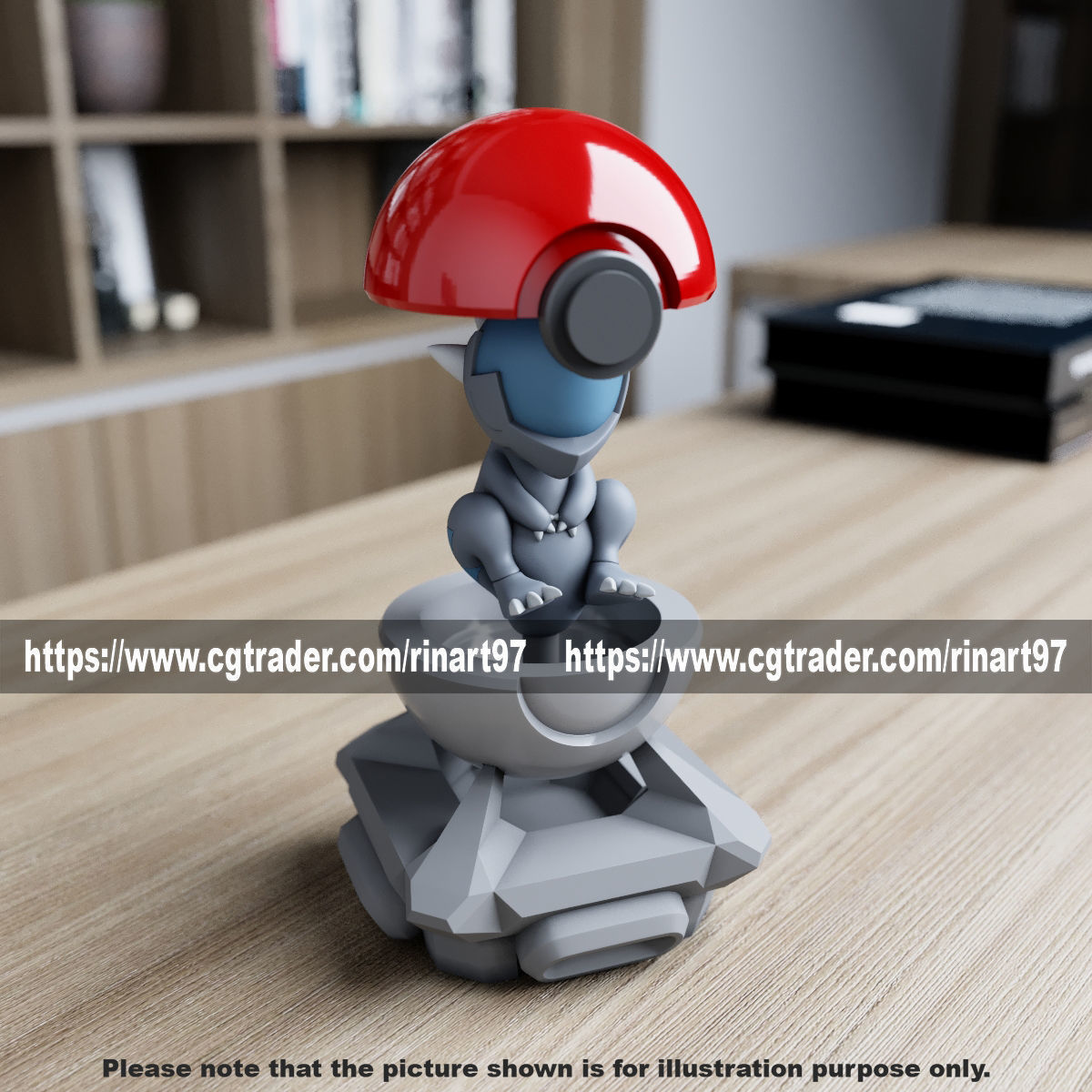 cranidos in the pokeball from Pokemon 3D print model_10