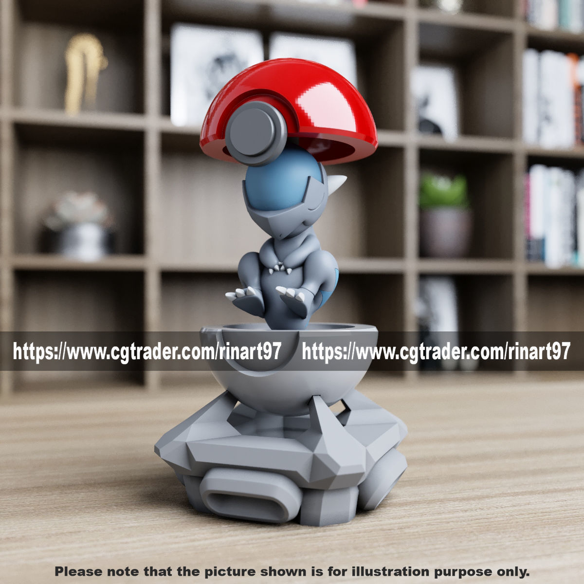 cranidos in the pokeball from Pokemon 3D print model_5