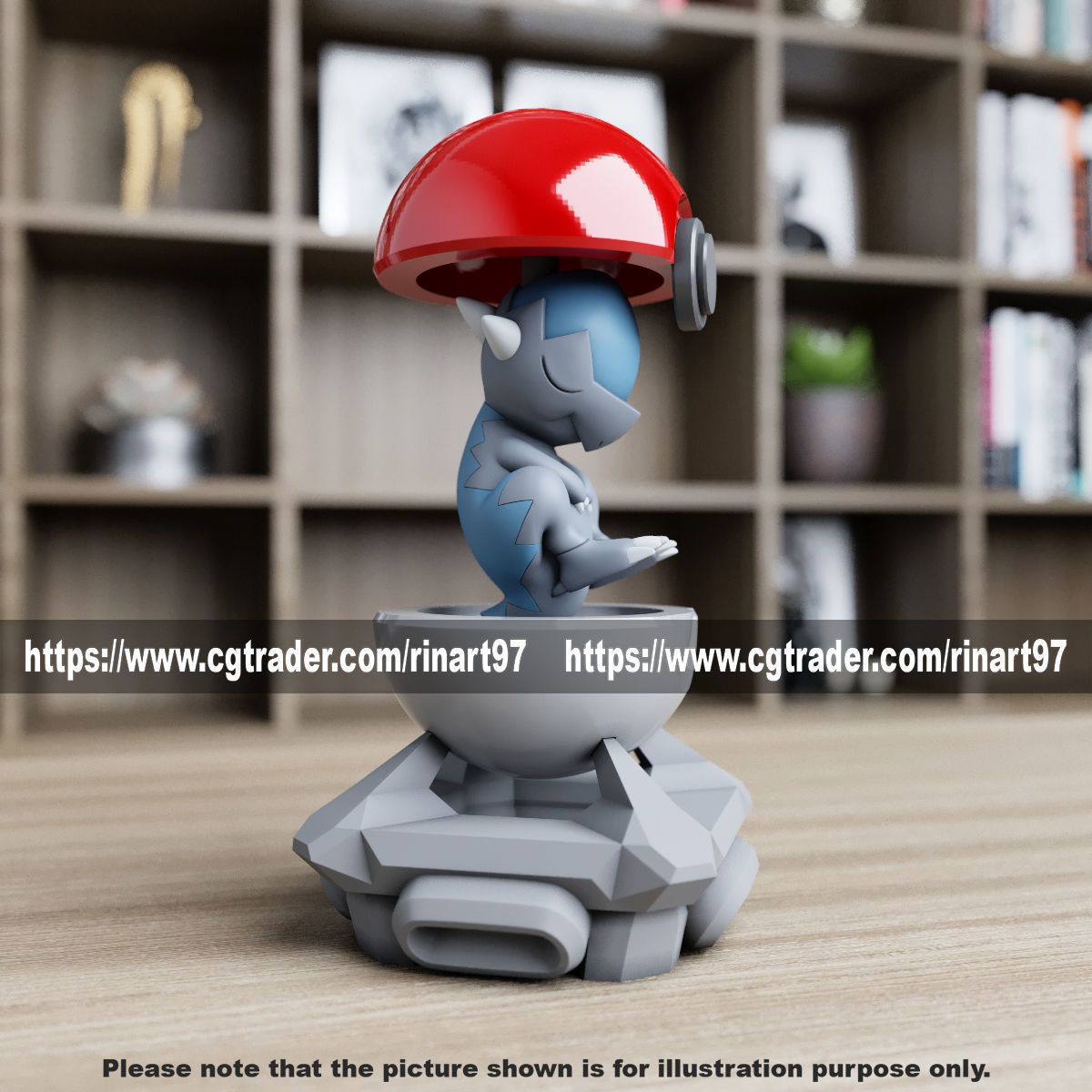 cranidos in the pokeball from Pokemon 3D print model_3