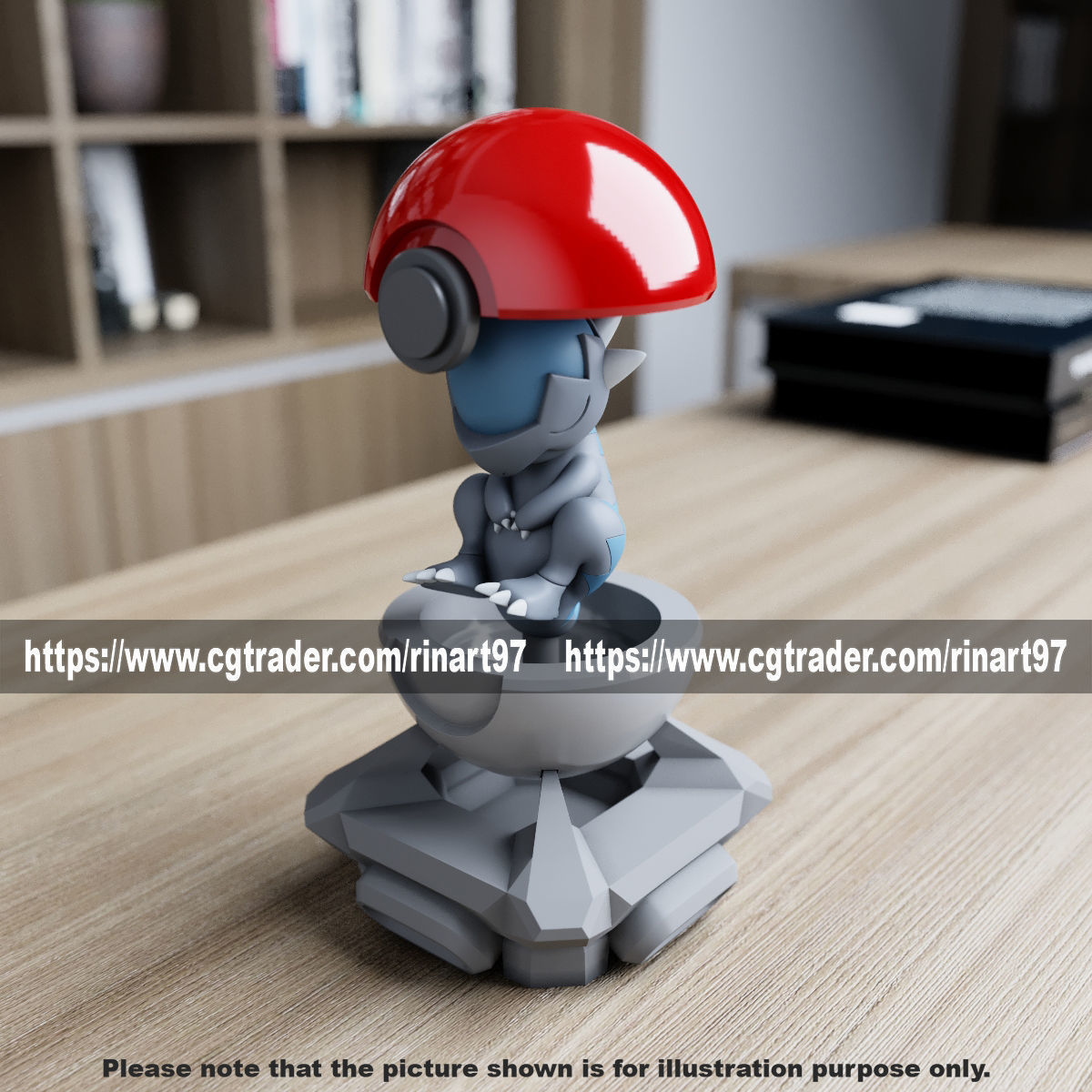 cranidos in the pokeball from Pokemon 3D print model_13