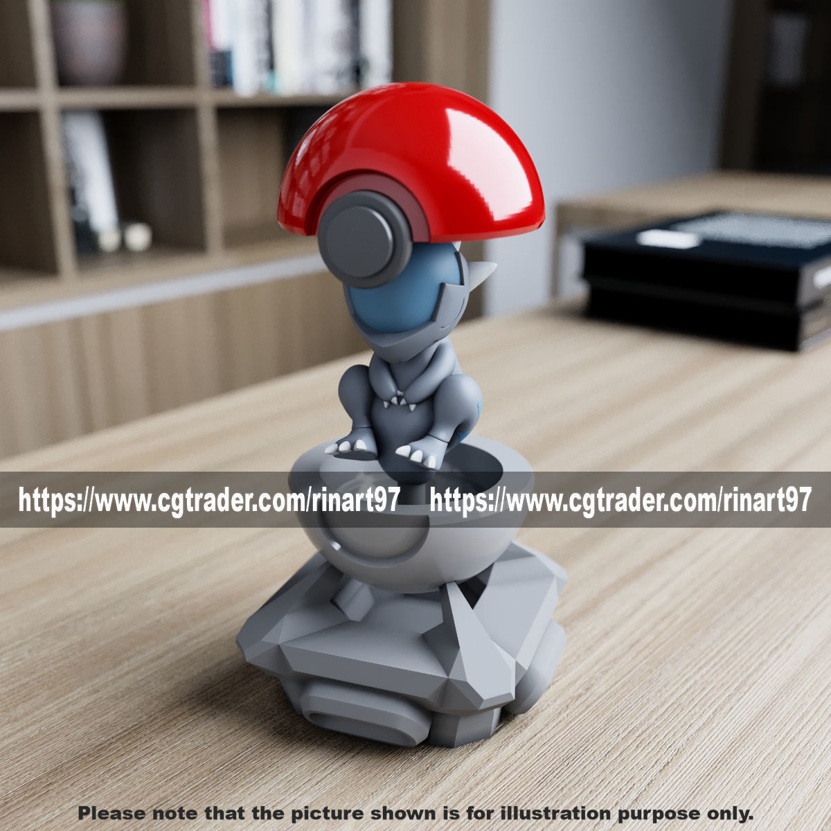 cranidos in the pokeball from Pokemon 3D print model_12