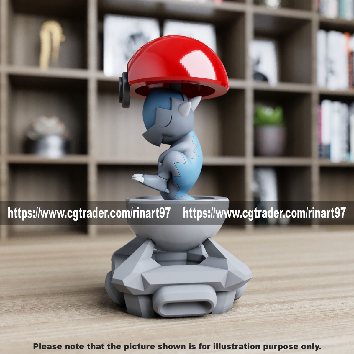 cranidos in the pokeball from Pokemon 3D print model_8