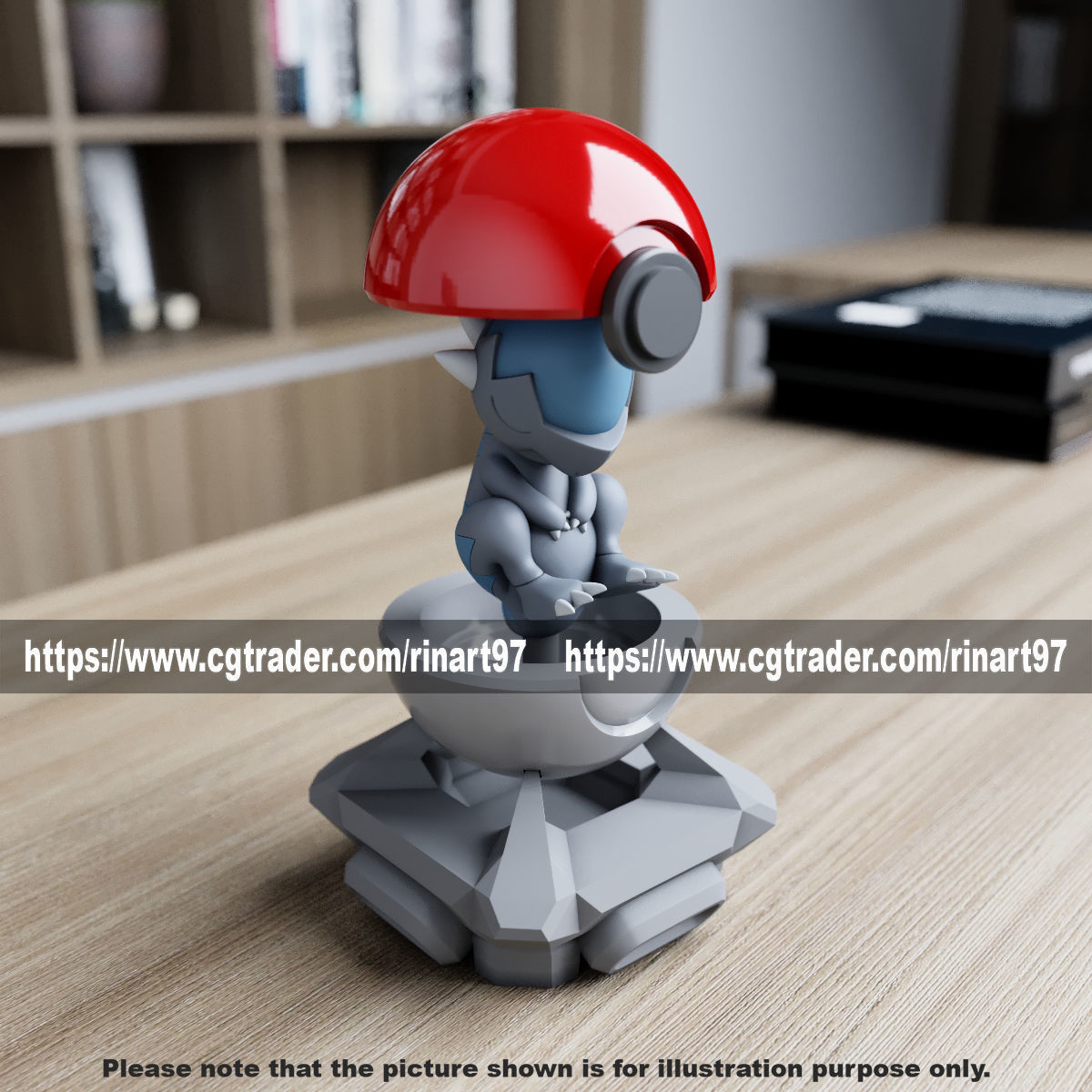 cranidos in the pokeball from Pokemon 3D print model_11