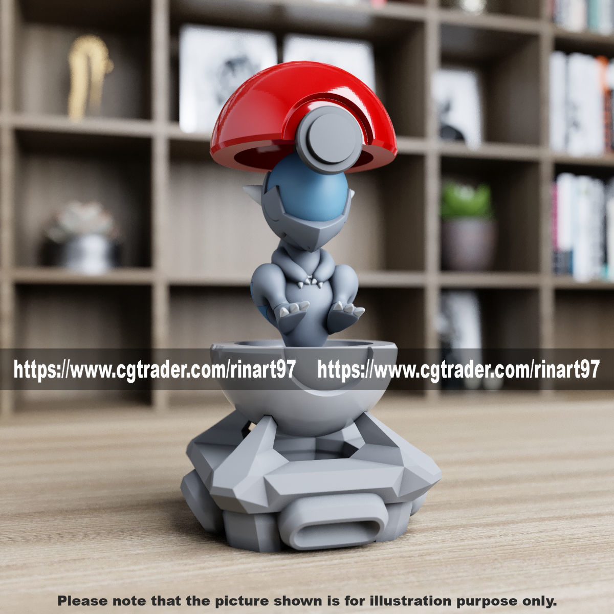 cranidos in the pokeball from Pokemon 3D print model_1