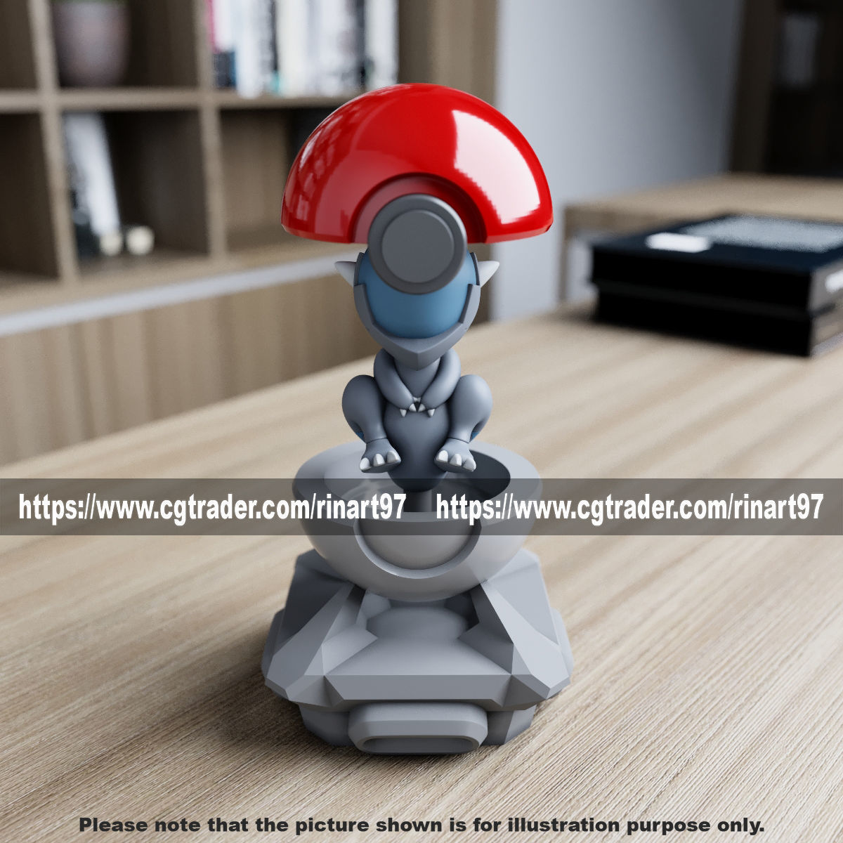 cranidos in the pokeball from Pokemon 3D print model_9