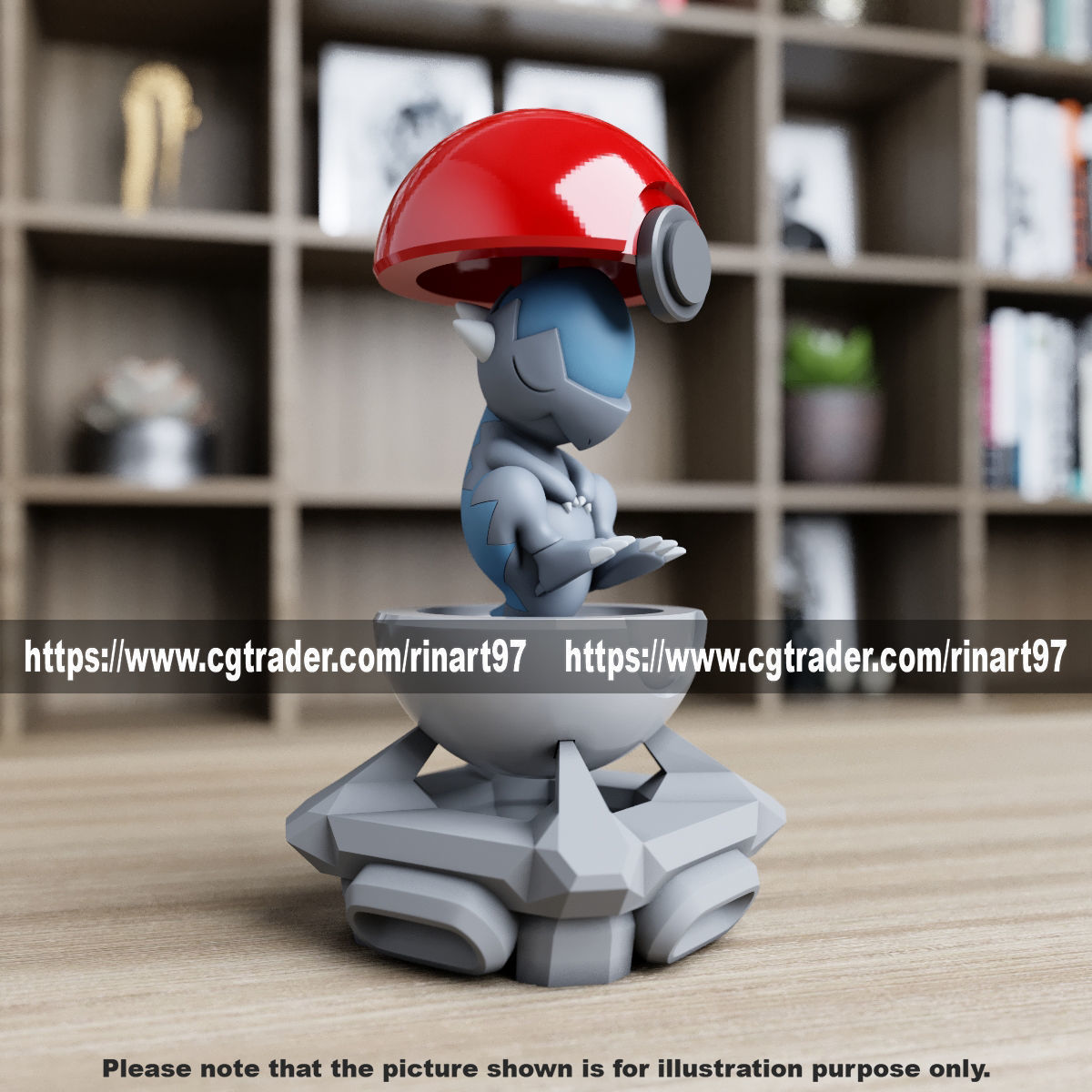 cranidos in the pokeball from Pokemon 3D print model_2