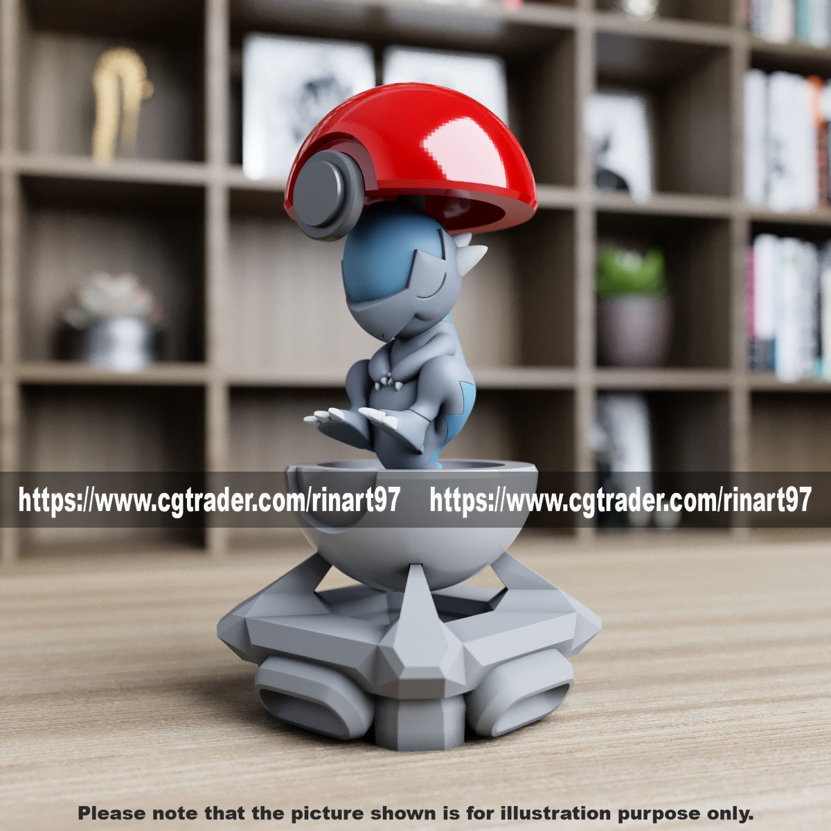 cranidos in the pokeball from Pokemon 3D print model_6
