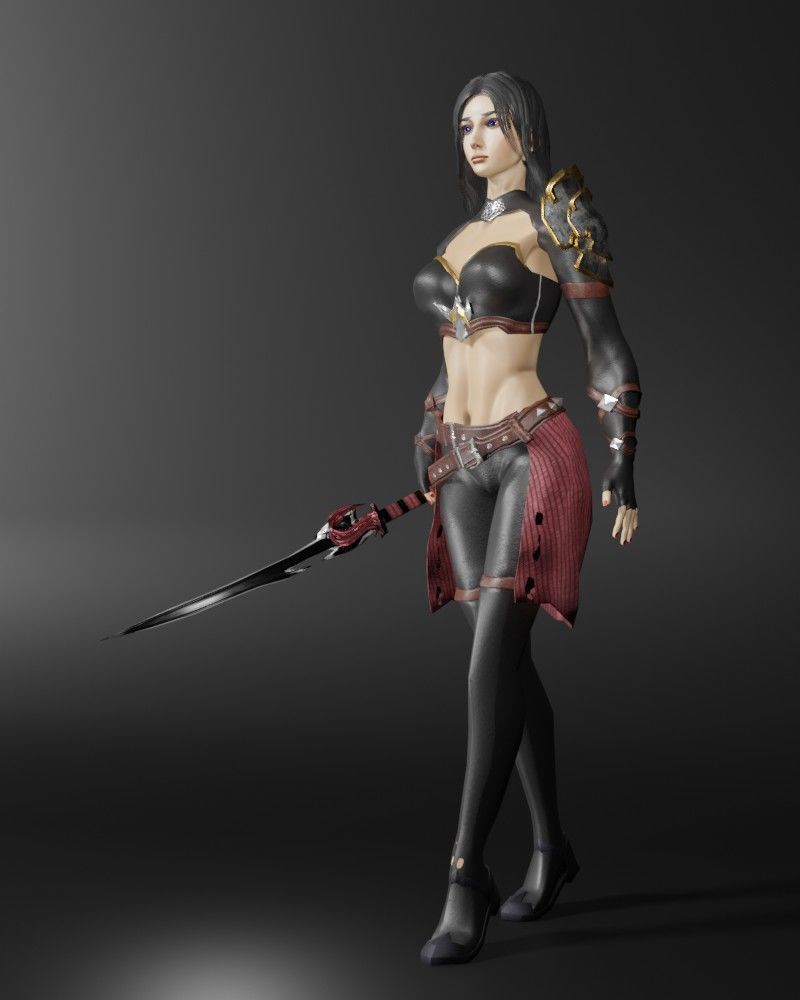 Ninja Assassin Female Character - Fantasy 3D Model Low-poly 3D model_4