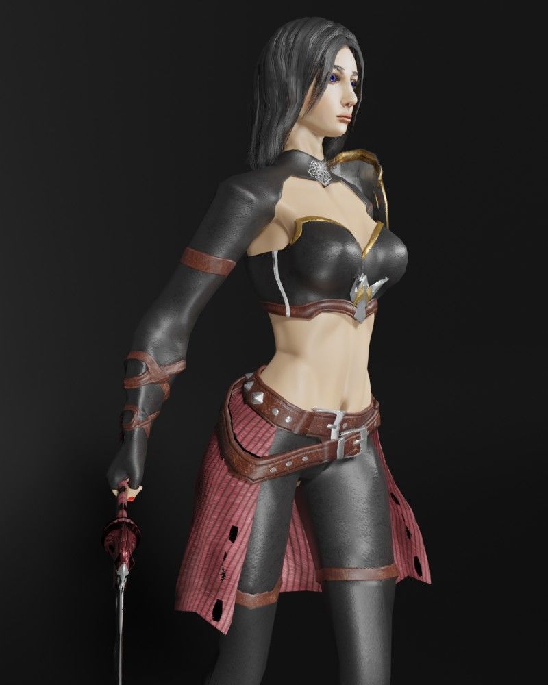 Ninja Assassin Female Character - Fantasy 3D Model Low-poly 3D model_3