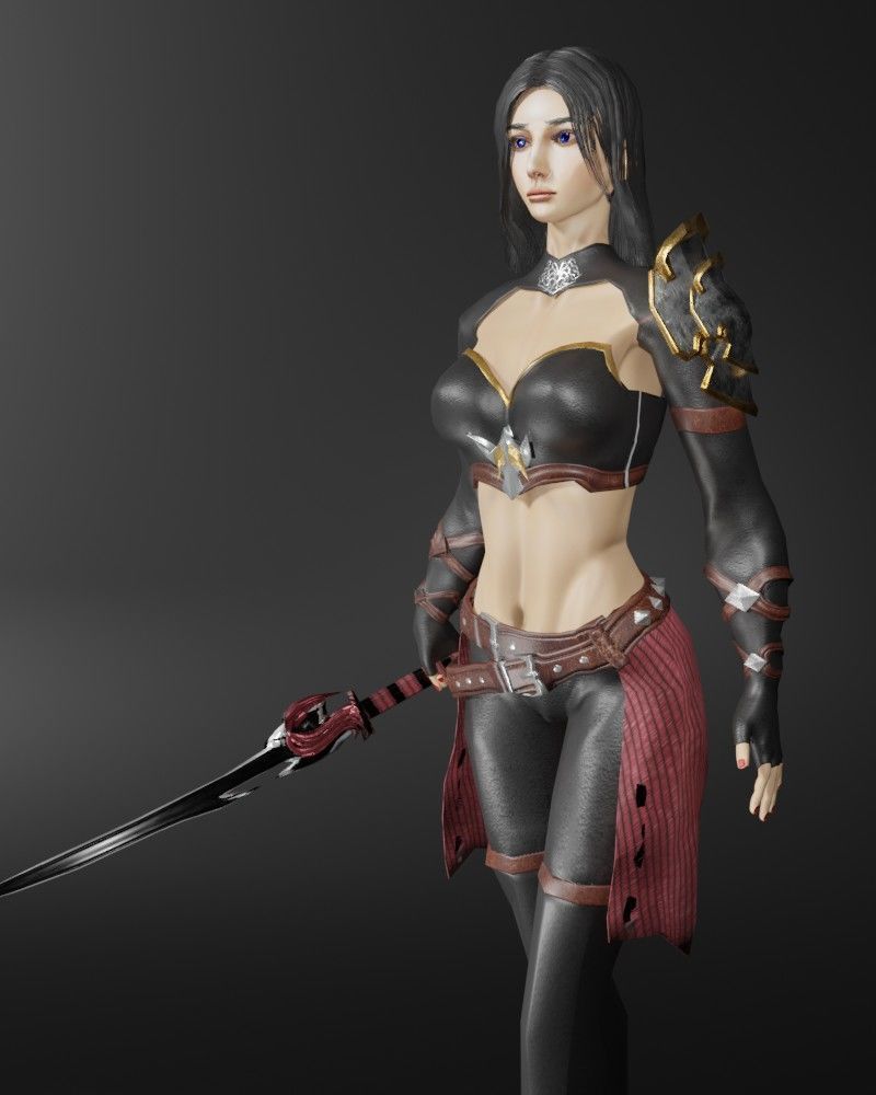 Ninja Assassin Female Character - Fantasy 3D Model Low-poly 3D model_1