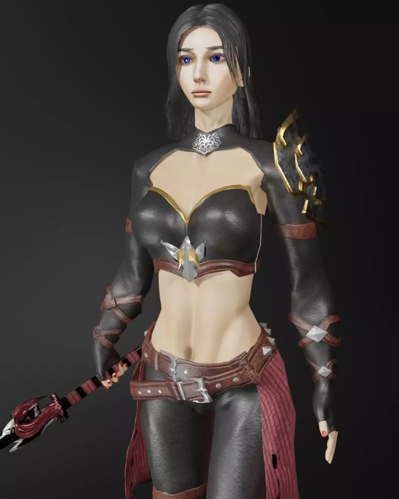 Ninja Assassin Female Character - Fantasy 3D Model Low-poly 3D model_0