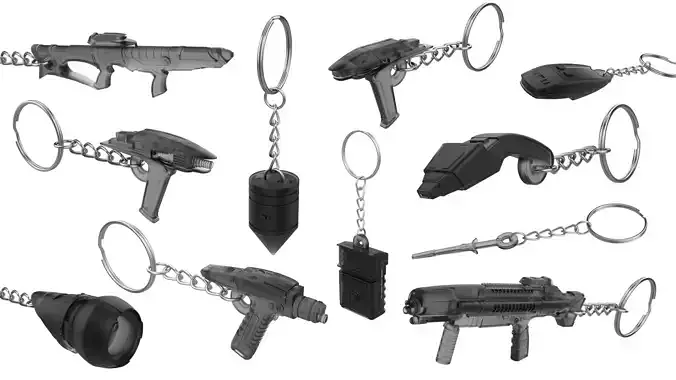 StarTrek Keychains Set part 1 - 11 Printable STL - Personal Use 3D print model