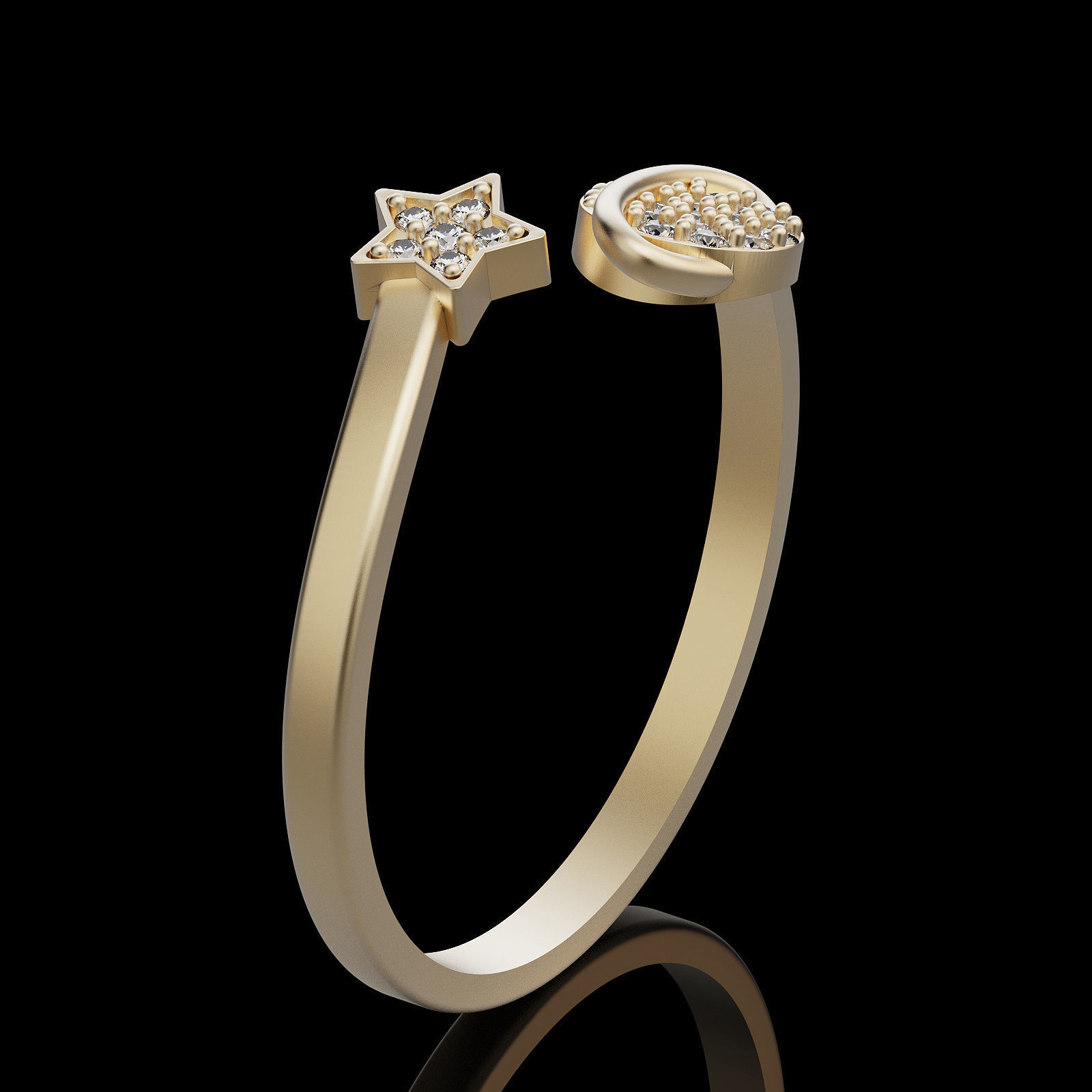 Saturn star ring printable gold jewelry printable 3D model 3D print model_2