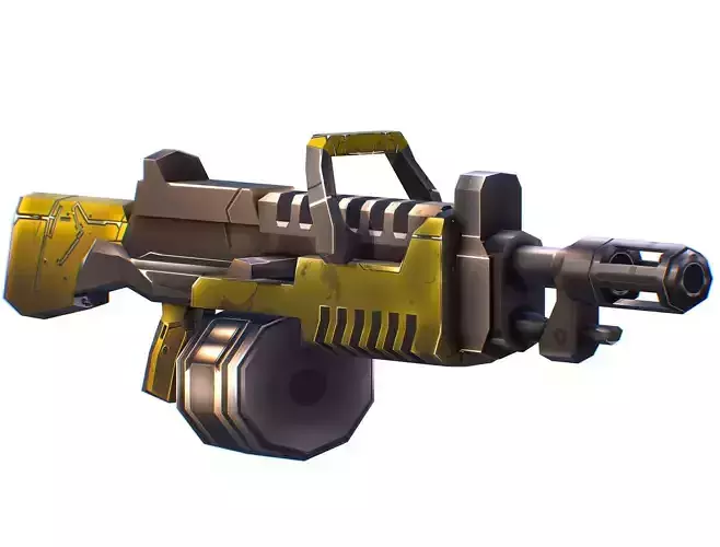 LowPoly Sci-Fi Assault Heavy Machine Gun Low-poly 3D model