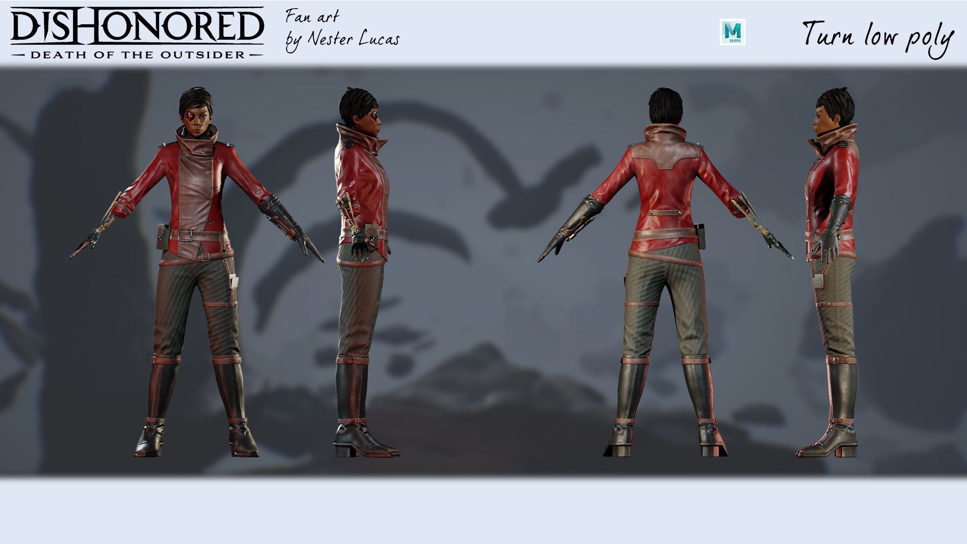 Billie Lurk Dishonored II death of the outsider Low-poly 3D model_3