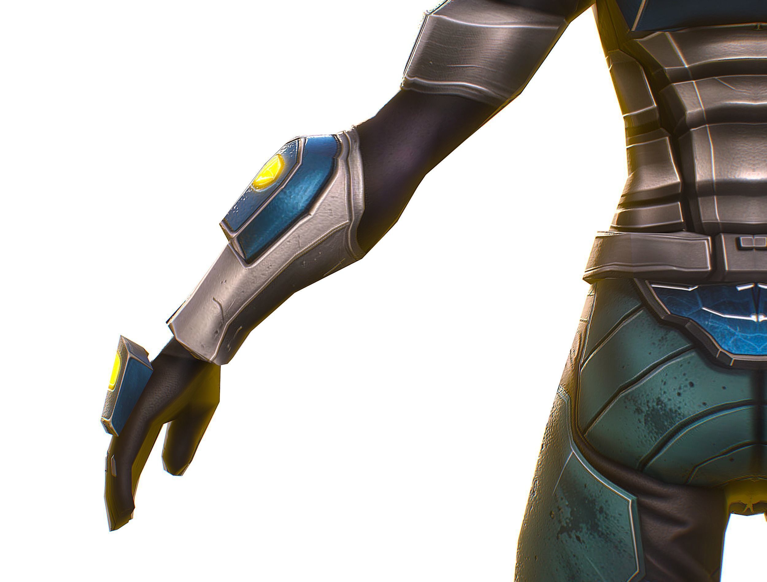 Cartoon Sci-Fi Cyborg Drone Sniper Soldier Low-poly 3D model_27