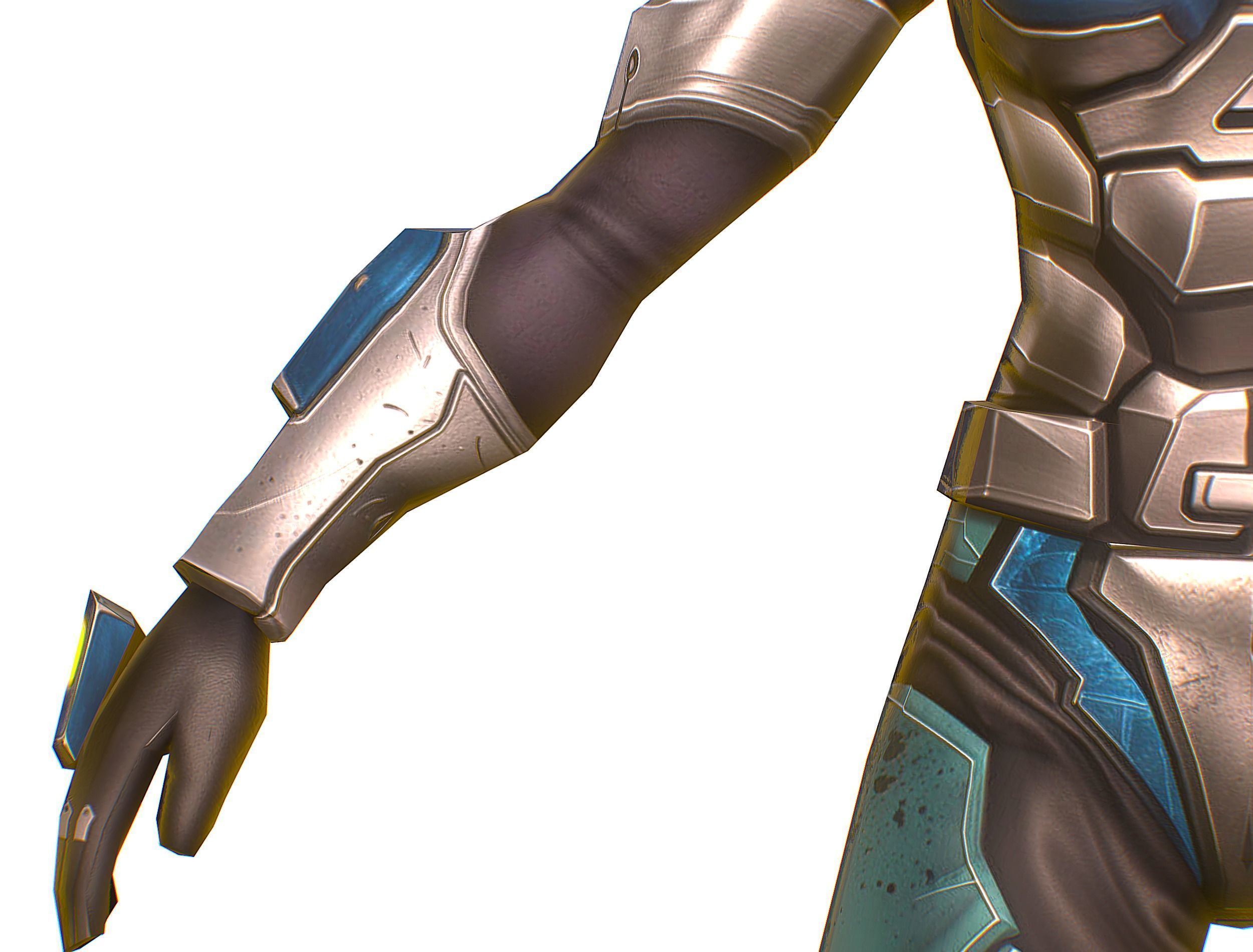 Cartoon Sci-Fi Cyborg Drone Sniper Soldier Low-poly 3D model_21