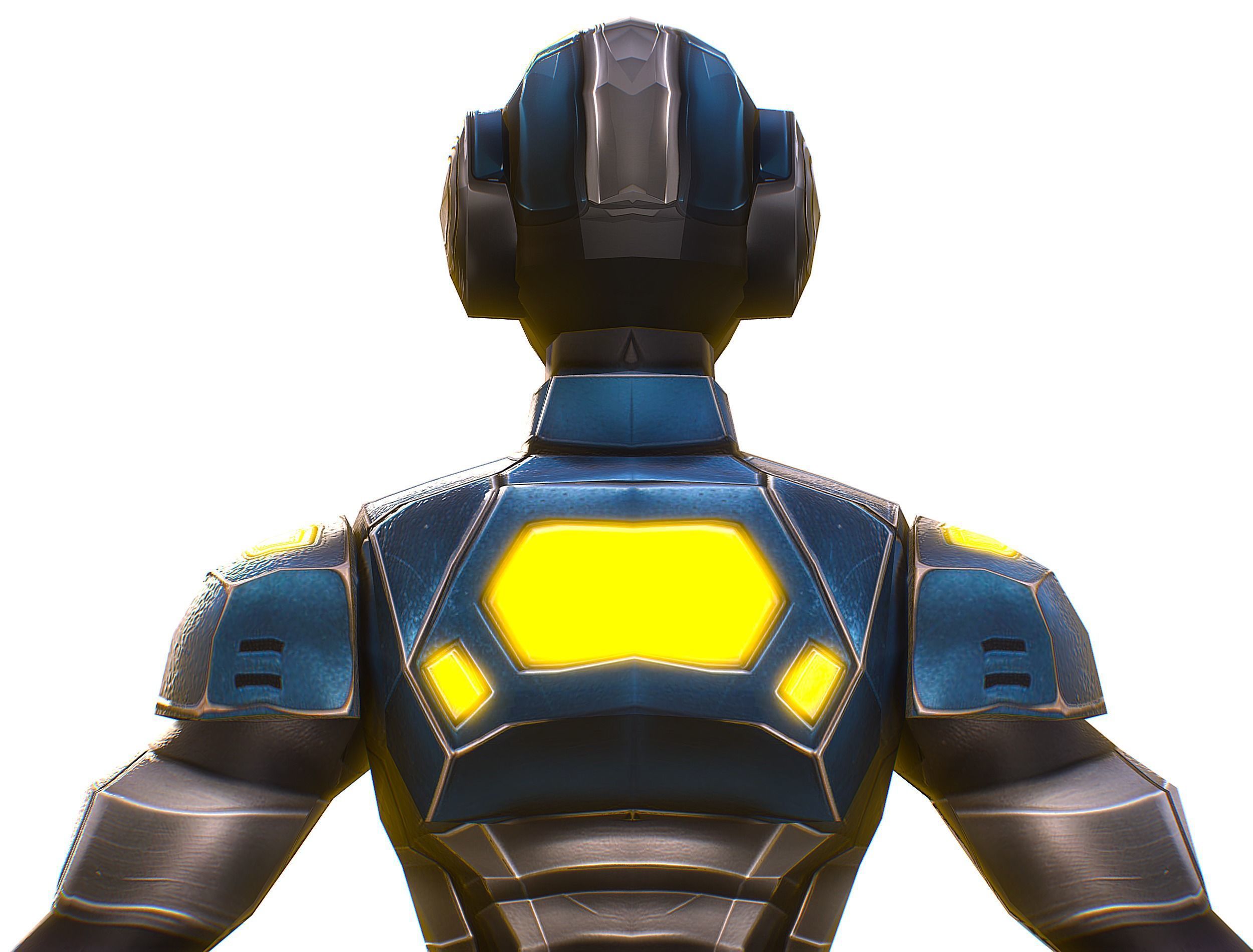 Cartoon Sci-Fi Cyborg Drone Sniper Soldier Low-poly 3D model_26